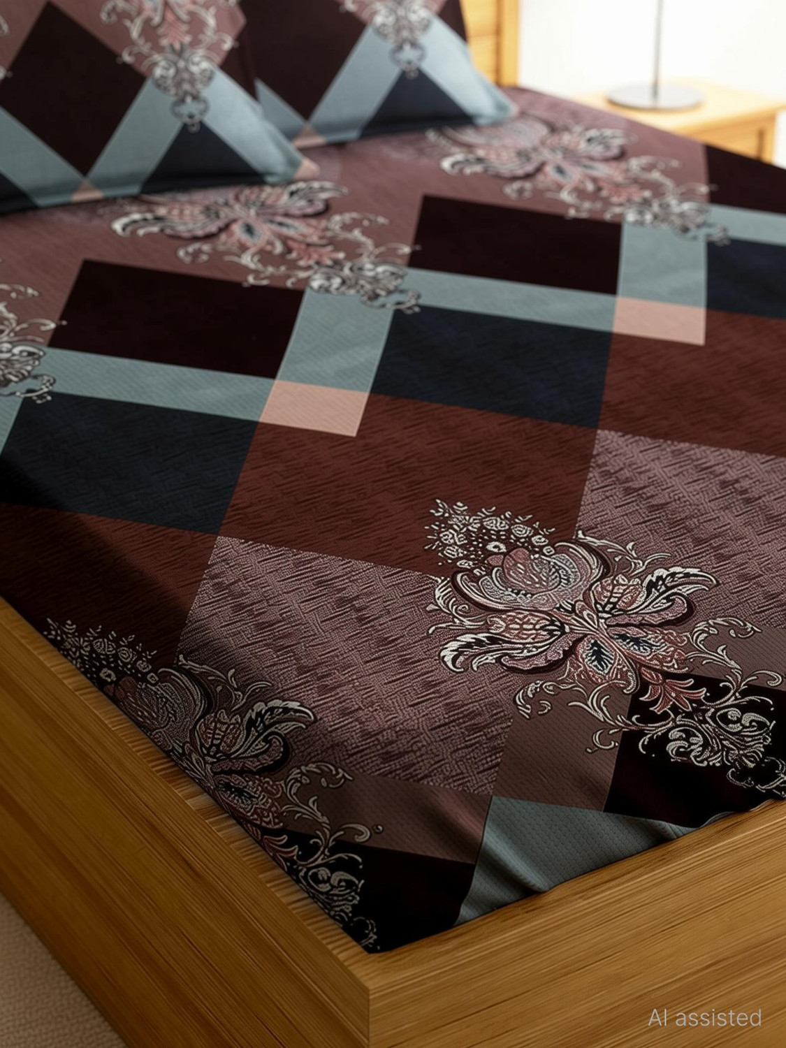 Image of CLICKNBUY Reversible Cotton King Bed Cover