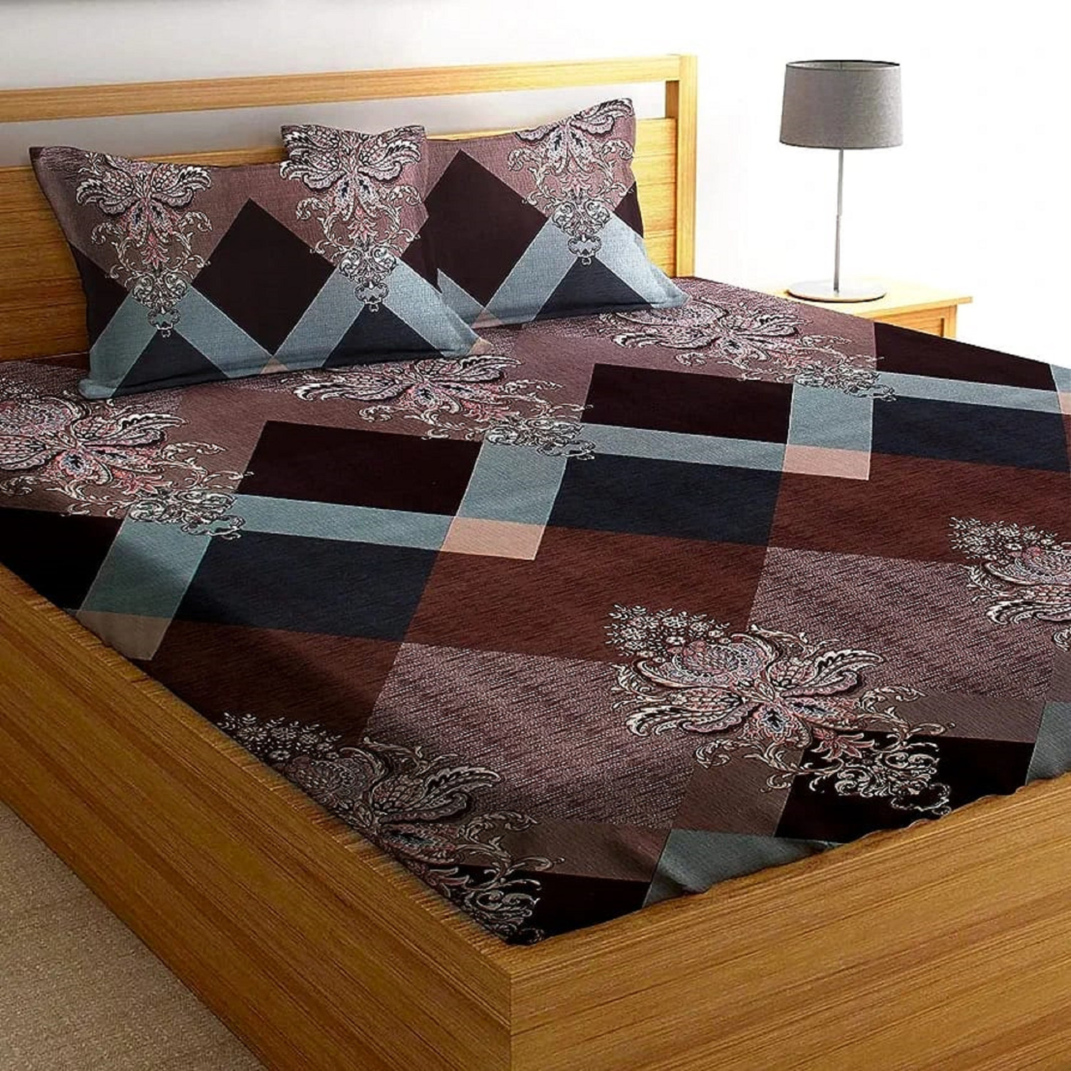 Image of CLICKNBUY Reversible Cotton King Bed Cover