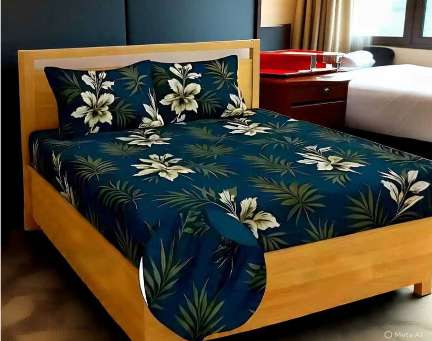 Adidev Cotton Double, King Fitted (Elastic) 400 TC Floral 1 Bedsheet