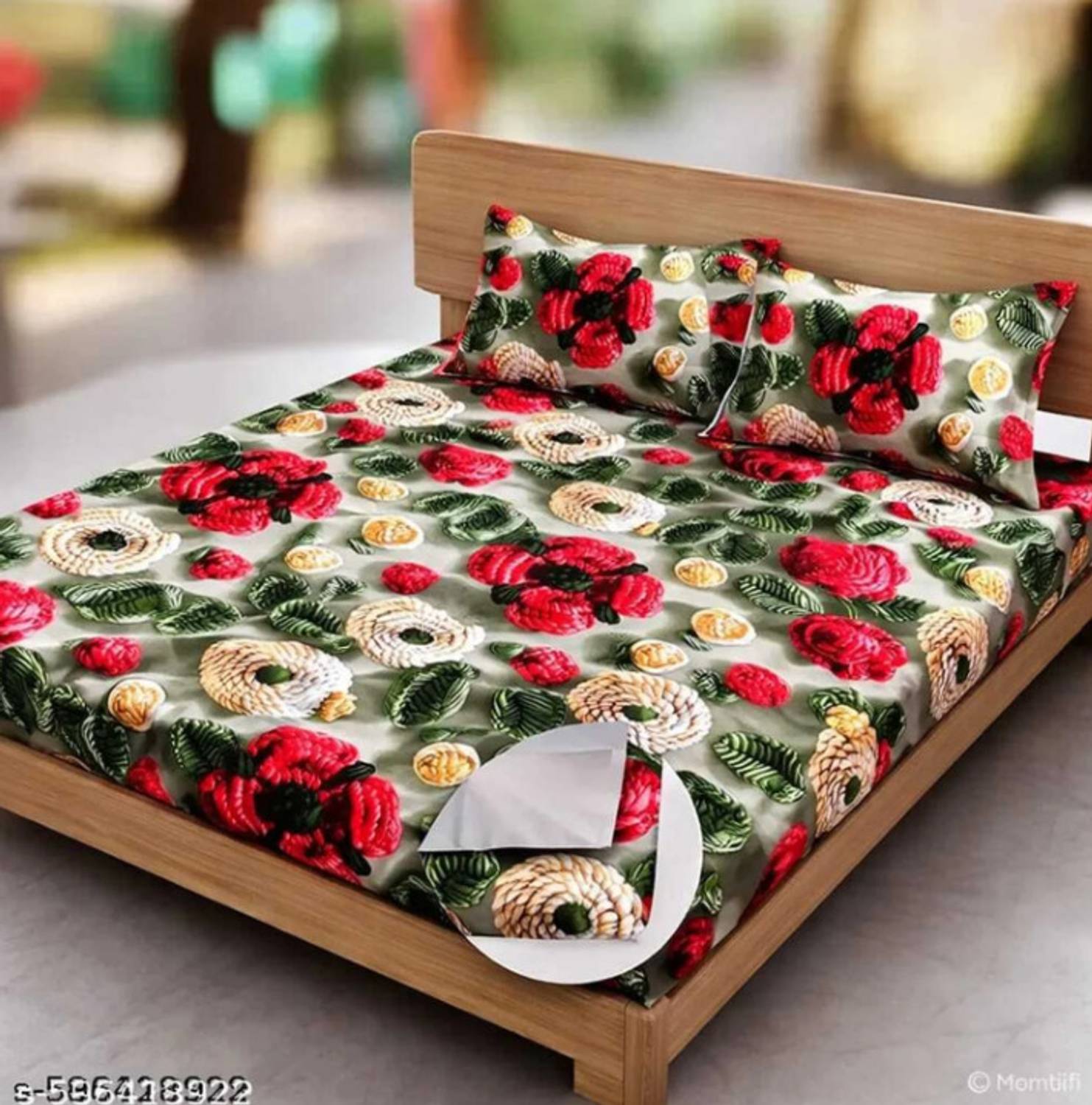 TrueDay Reversible Cotton Double Bed Cover Purple - Image 2