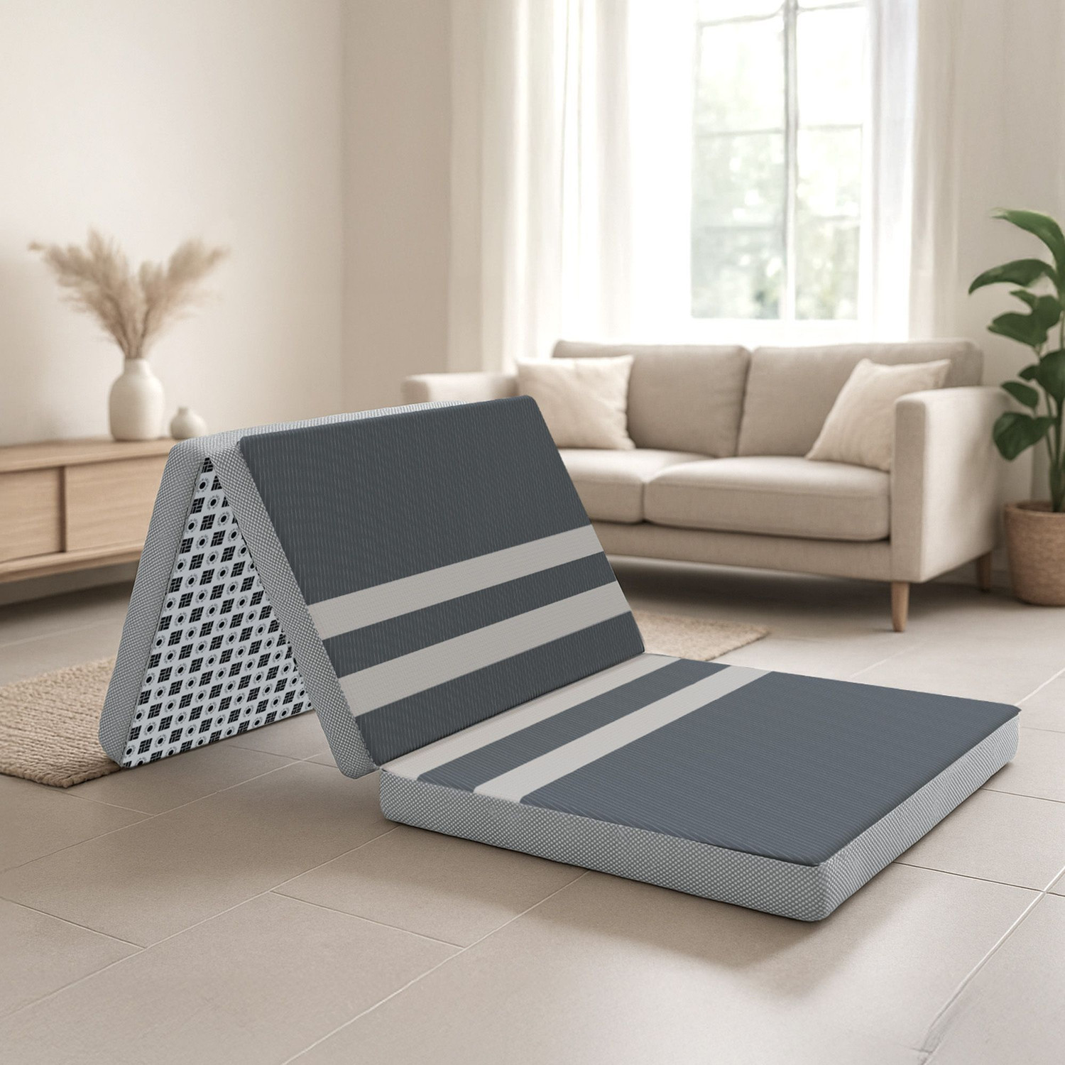 Image of Florance Tri-Fold Folding Mattress | Portable Bed for Travel, Camping & Guest Use 4 inch King High Resilience (HR) Foam Mattress
