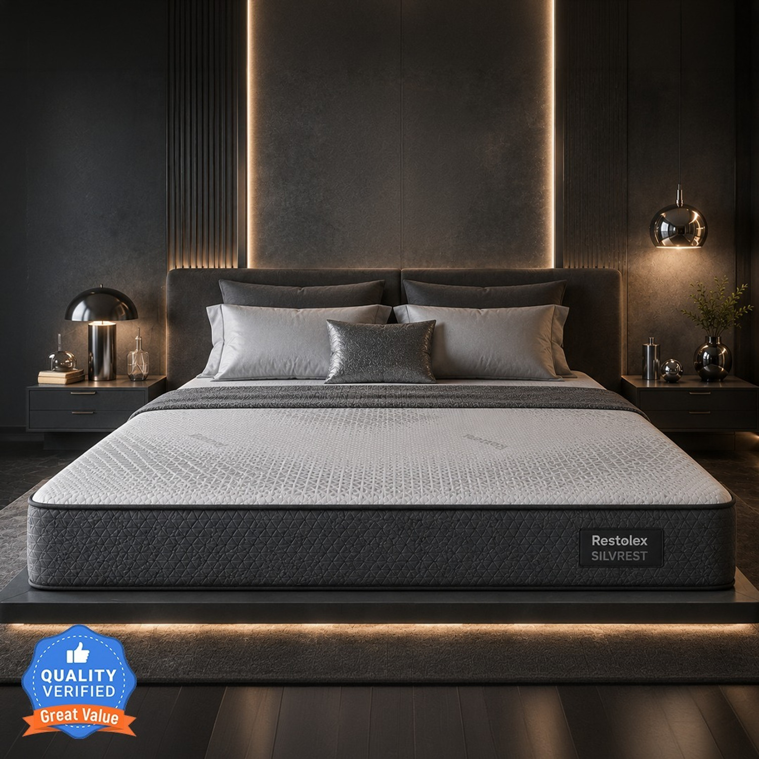 Image of Restolex SilvRest-India's First Silver-Infused with 7-Zone Orthopedic Support Roll-Pack 8 inch King Natural Latex Mattress