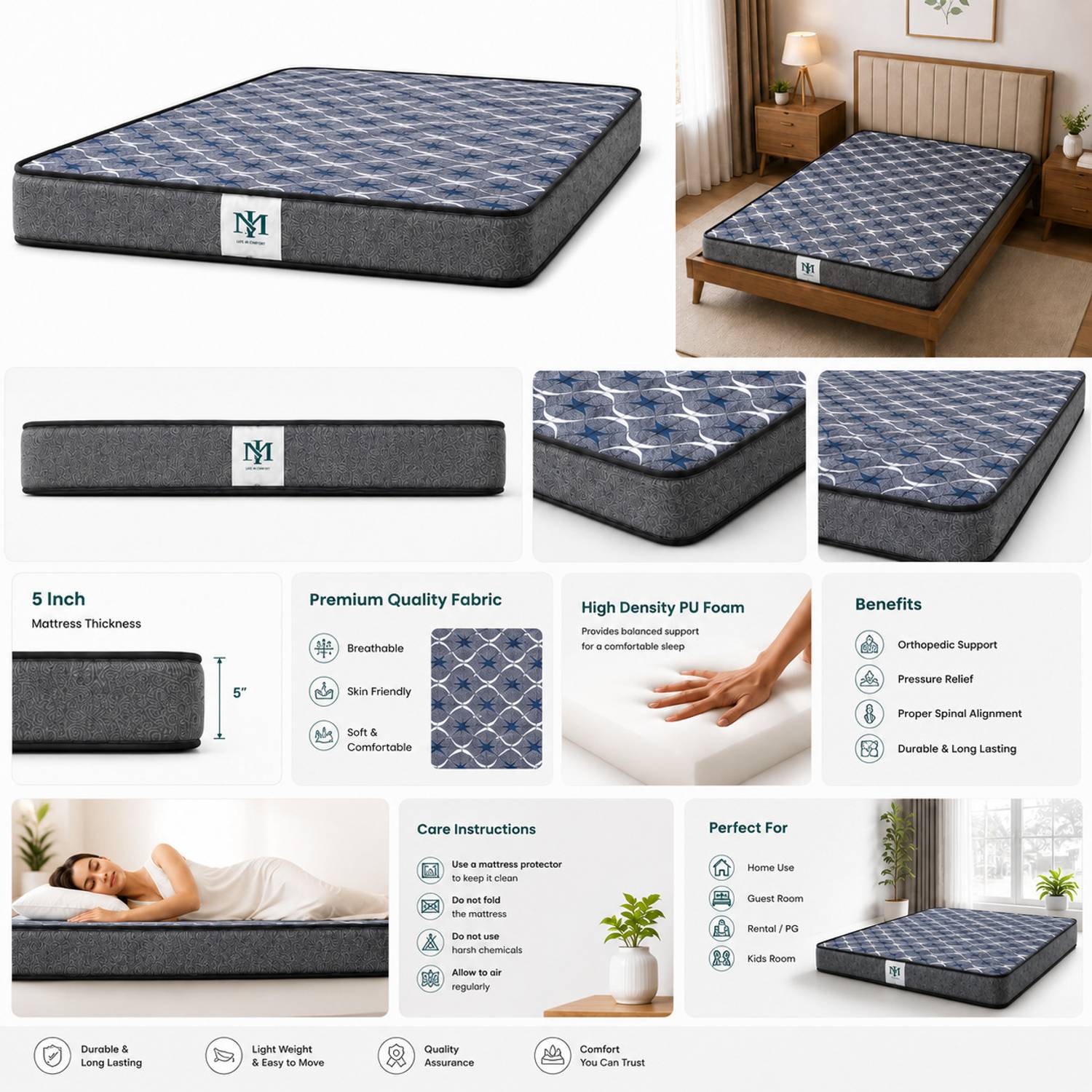 KGF 5 inch Double HD Foam Mattress - Image 4