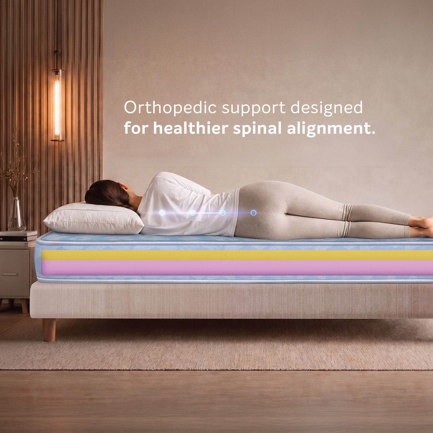 Image of Sleepwell Ortho, Medium Firm, Orthopedic Support, Anti-Microbial, 10 Yr Warranty, 8 inch King High Resilience (HR) Foam Mattress