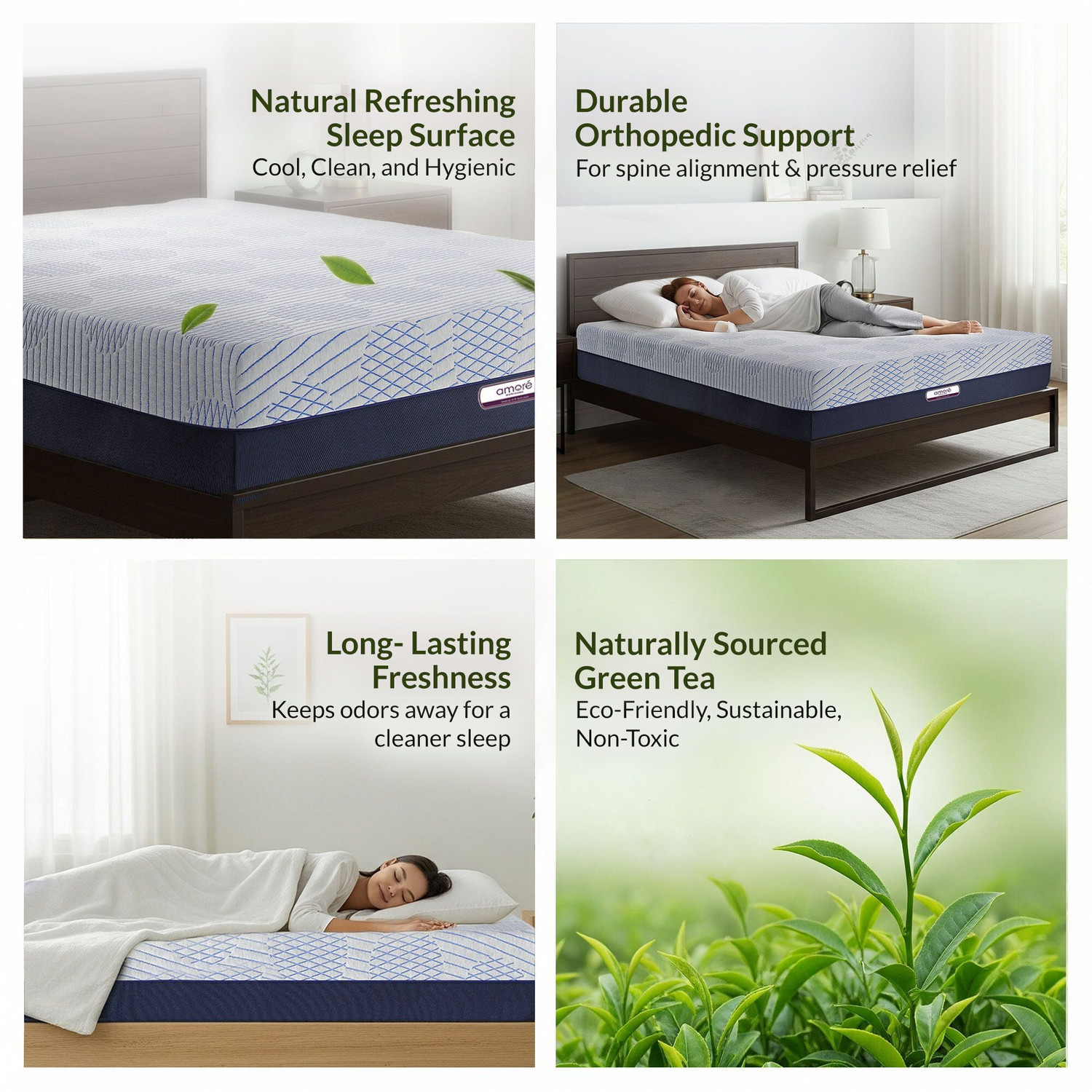 Image of Amore International Pincore Hybrid Latex Orthopedic Mattress 8 inch Queen High Resilience (HR) Foam Mattress