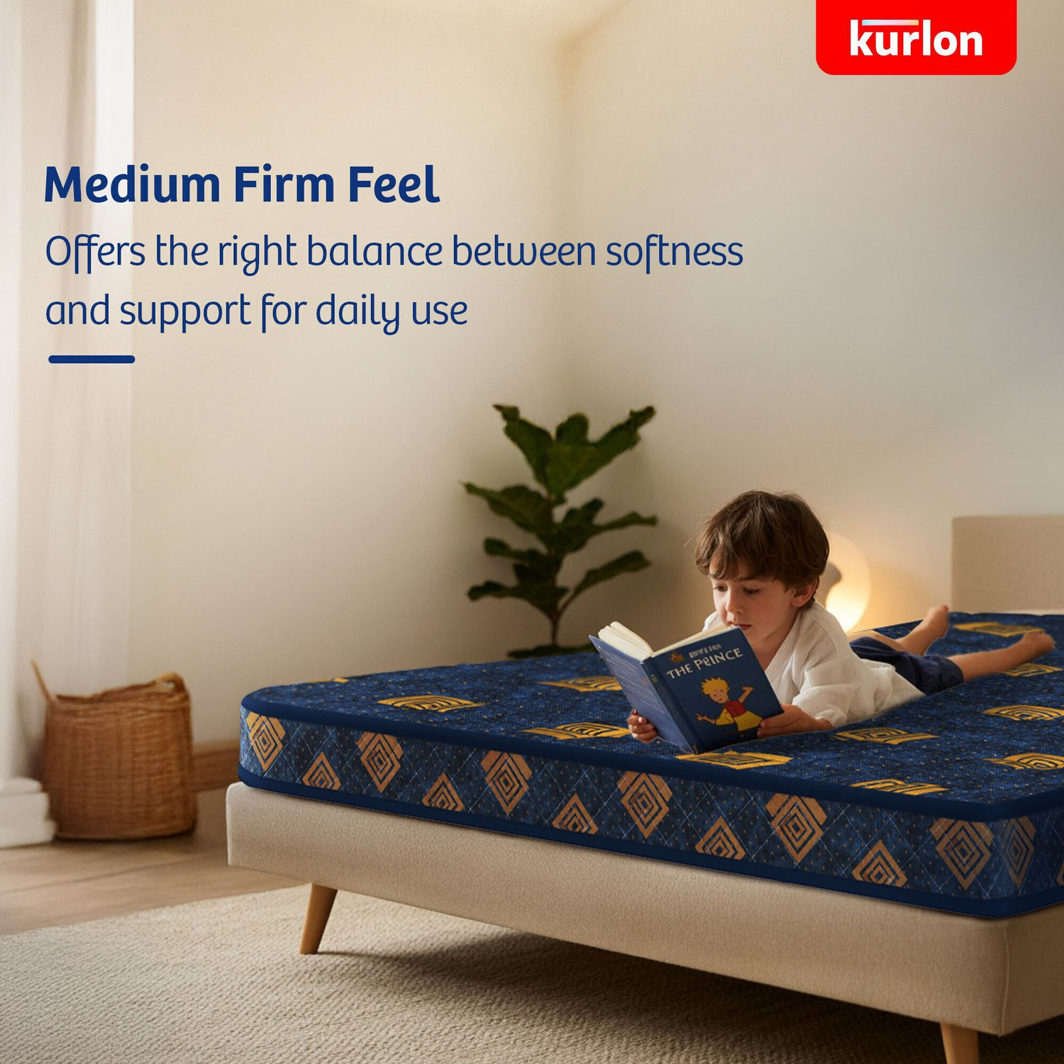 Image of KURLON Easy Star, Medium Firm, Reversible Quilted Sides, Lightweight, Breathable Cover 4 inch Double PU Foam Mattress (L x W: 75 inch x 48 inch)