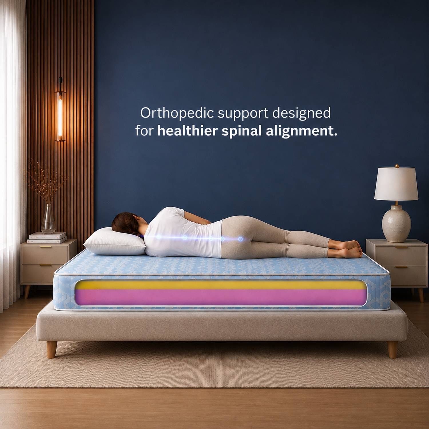 Orthopedic, Medium Firm Spine Support, Resitec VPF Core, Neem Anti-Microbial 8 inch King Memory Foam Mattress - Image 3
