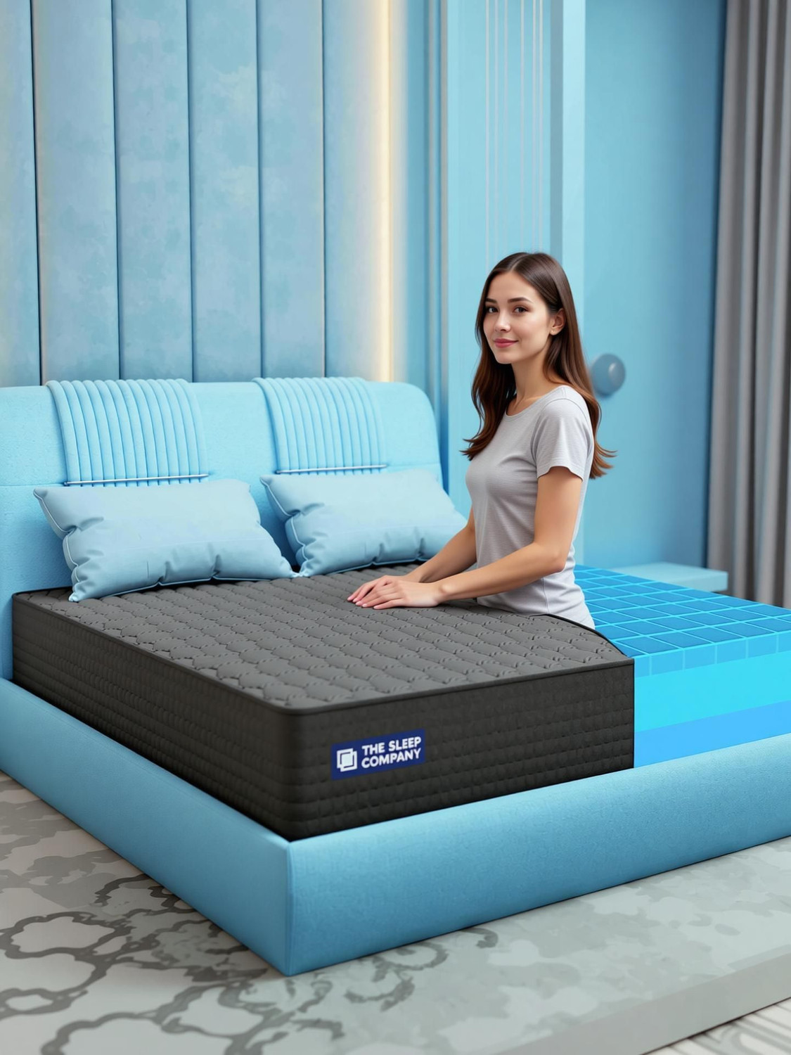 Image of The Sleep Company SmartGRID Ortho Pro - Doctor Recommended 5 Zone Firm Feel for Pressure Relief| 6 inch Single High Density (HD) Foam Mattress