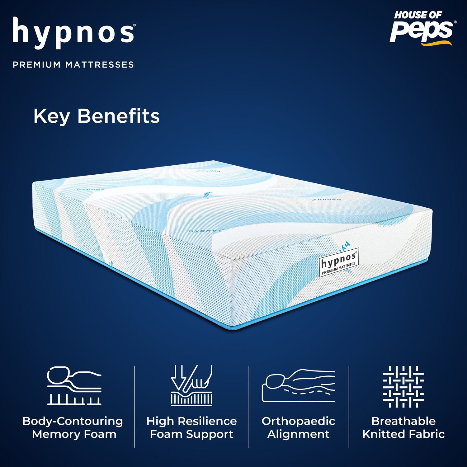 Image of Hypnos Orthopedic Anti-Microbial Fabric, Medium Firm Pressure Relief for Back Support 5 inch Queen Memory Foam Mattress