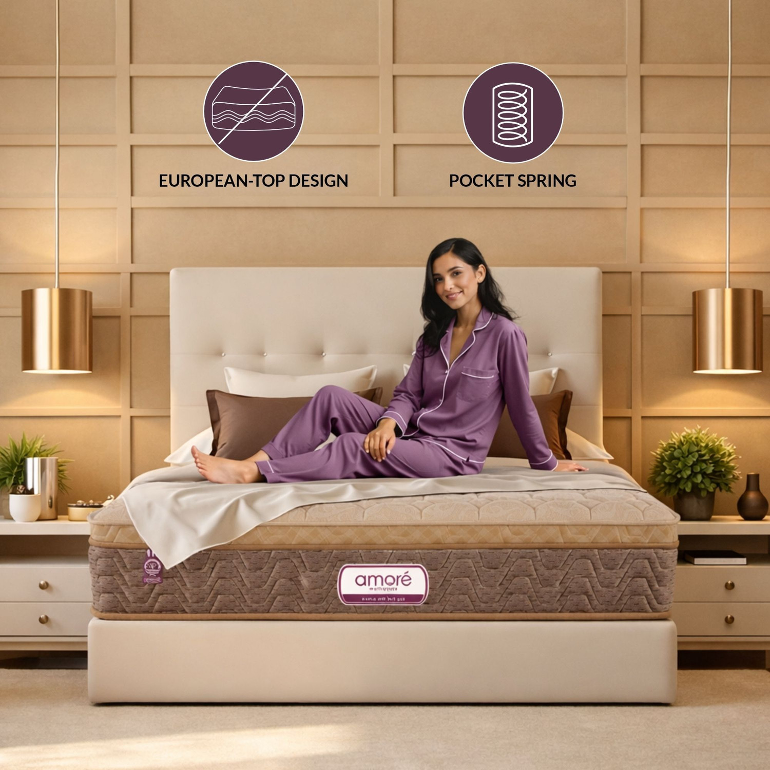 Image of Amore International Medico Eurotop 8 inch Single Pocket Spring Mattress