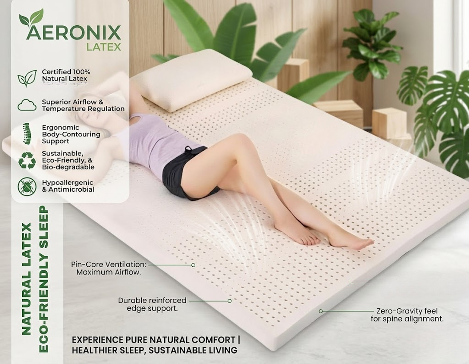 Image of Aeronix Latex-Ortho Reversible Foam Comfort & Orthopedic Mattress 5 inch King High Resilience (HR) Foam Mattress