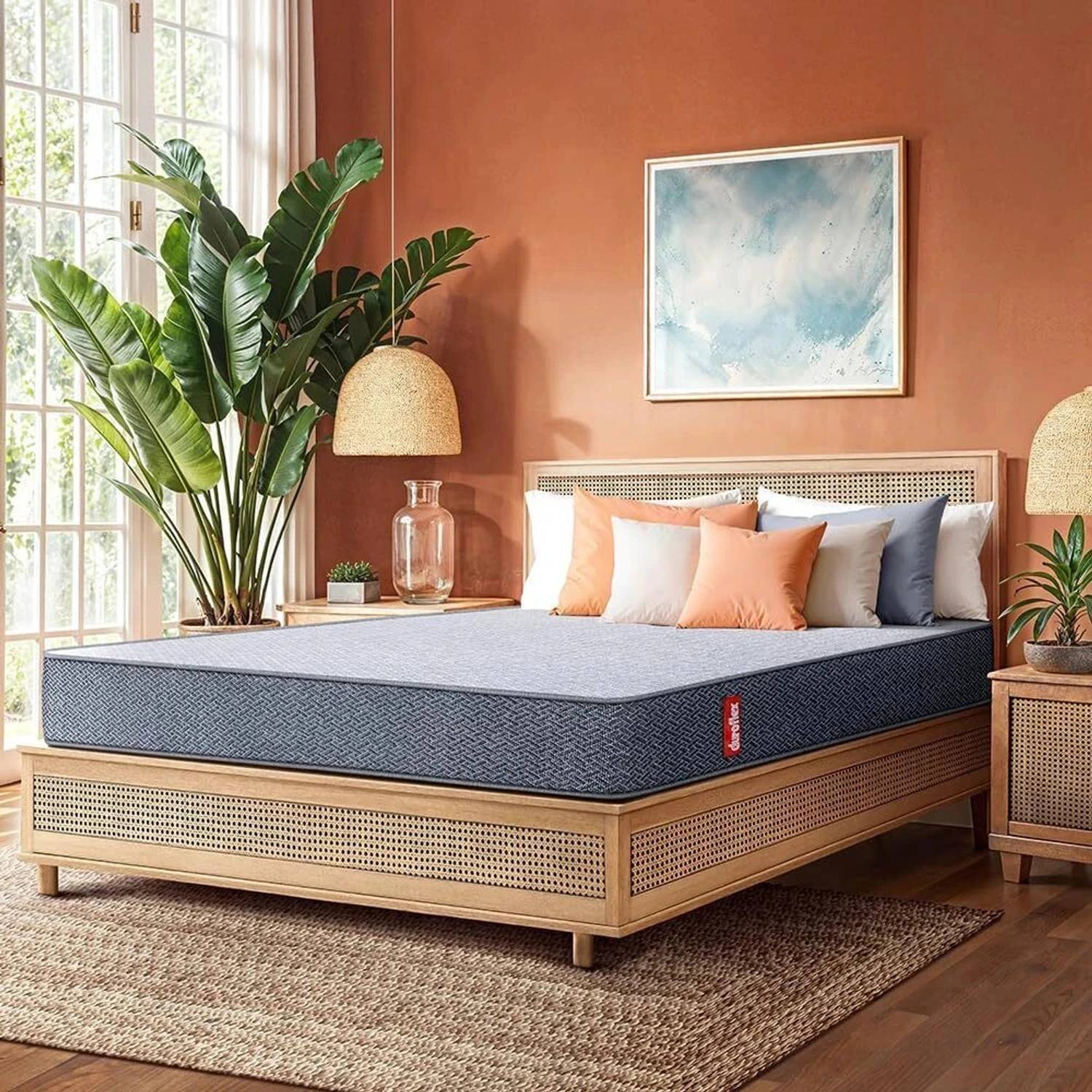 Duroflex Livein Essential Orthopedic, Pressure Relieving Memory Foam, Roll Pack, 8 inch King High Resilience (HR) Foam Mattress