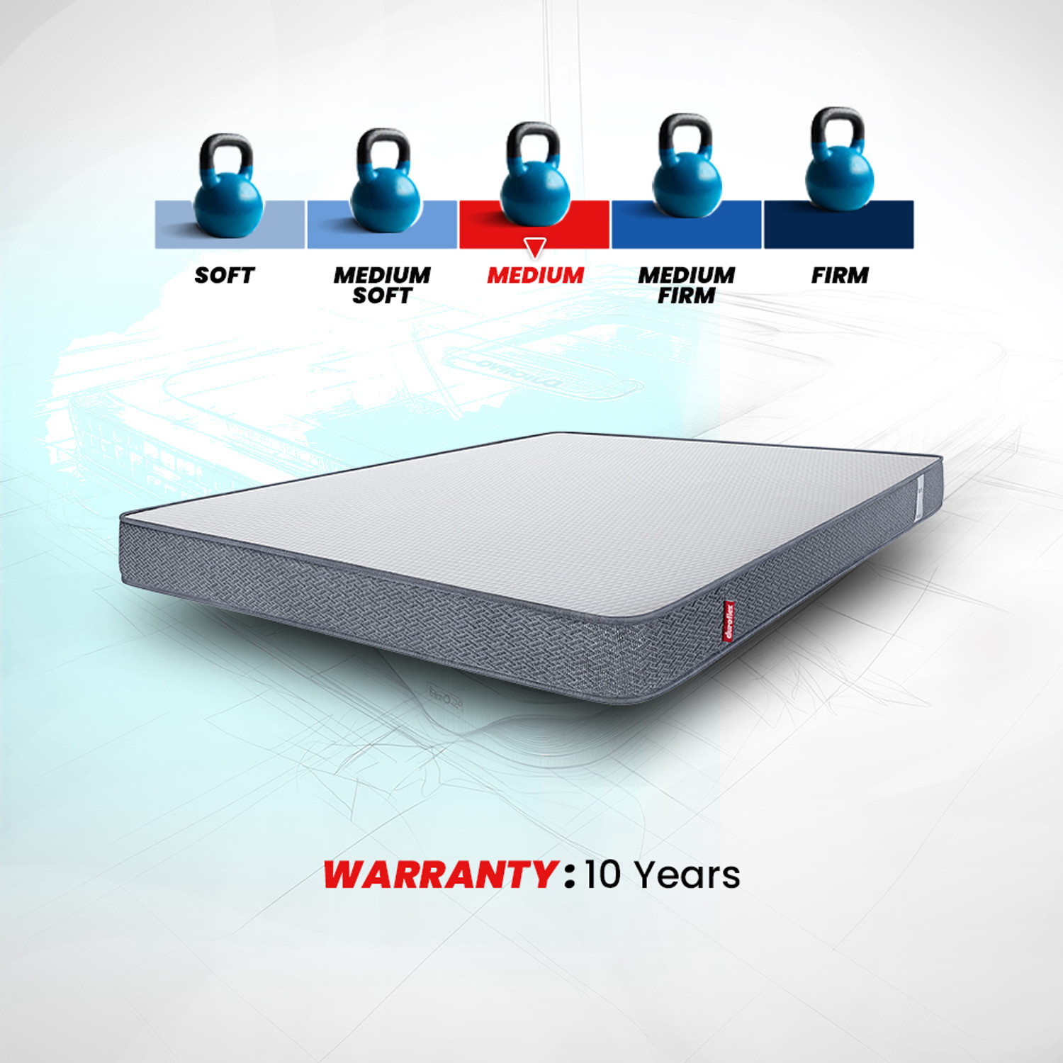 Image of Duroflex Livein Essential Orthopedic, Pressure Relieving Memory Foam, Roll Pack, 6 inch Single High Resilience (HR) Foam Mattress