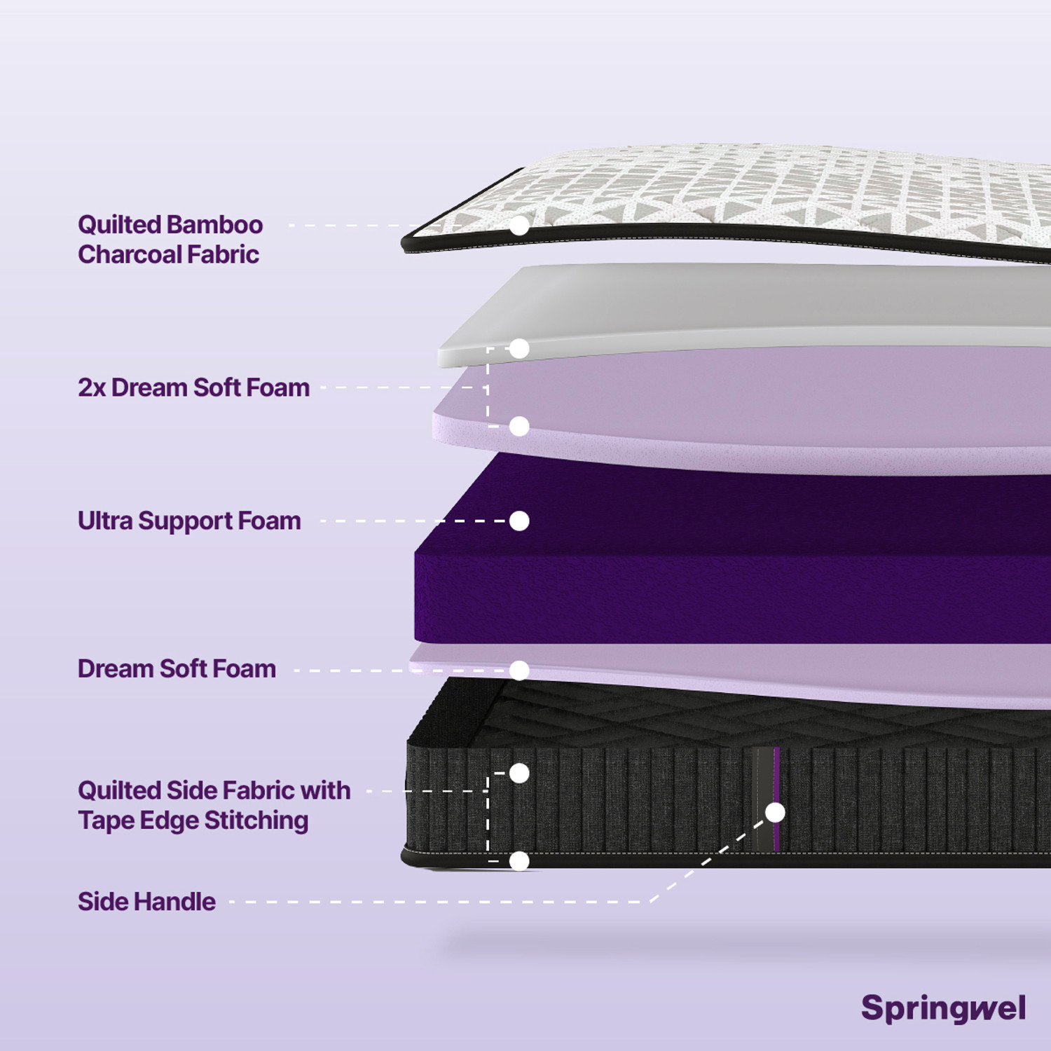 Image of SPRINGWEL Dualis Dual Comfort Reversible Medium Firm Mattress With Bamboo Charcoal Fabric 5 inch Single High Density (HD) Foam Mattress
