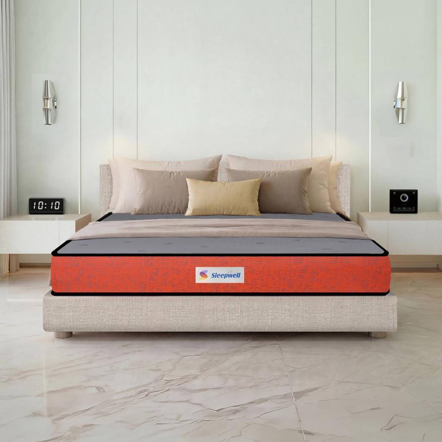 Sleepwell Dual Pro, Medium Soft & Firm, 2-in-1 Comfort, Anti-Microbial, 10 Yr Warranty, 8 inch King High Resilience (HR) Foam Mattress