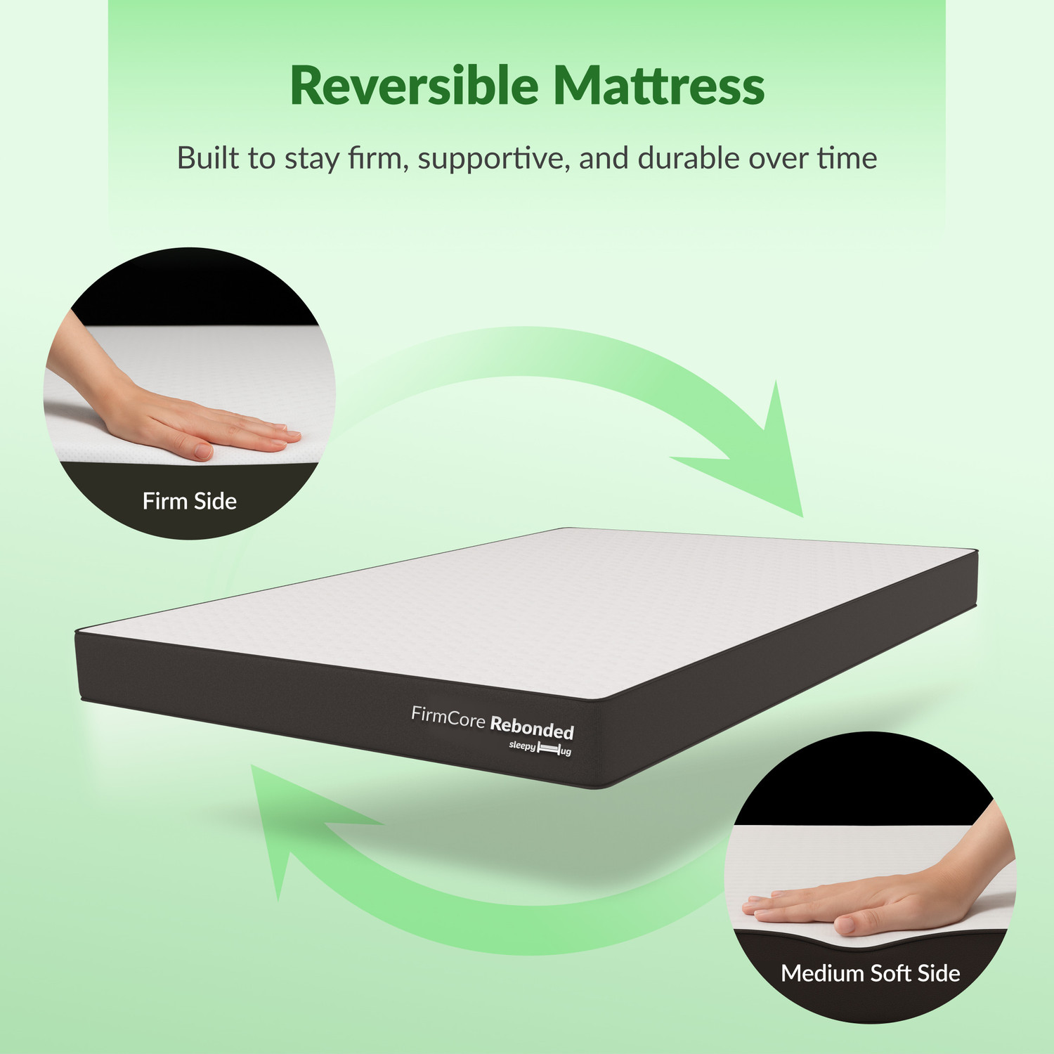 Image of SleepyHug FirmCore Rebonded Reversible Mattress 5 inch Single Bonded Foam Mattress (L x W: 72 inch x 36 inch)