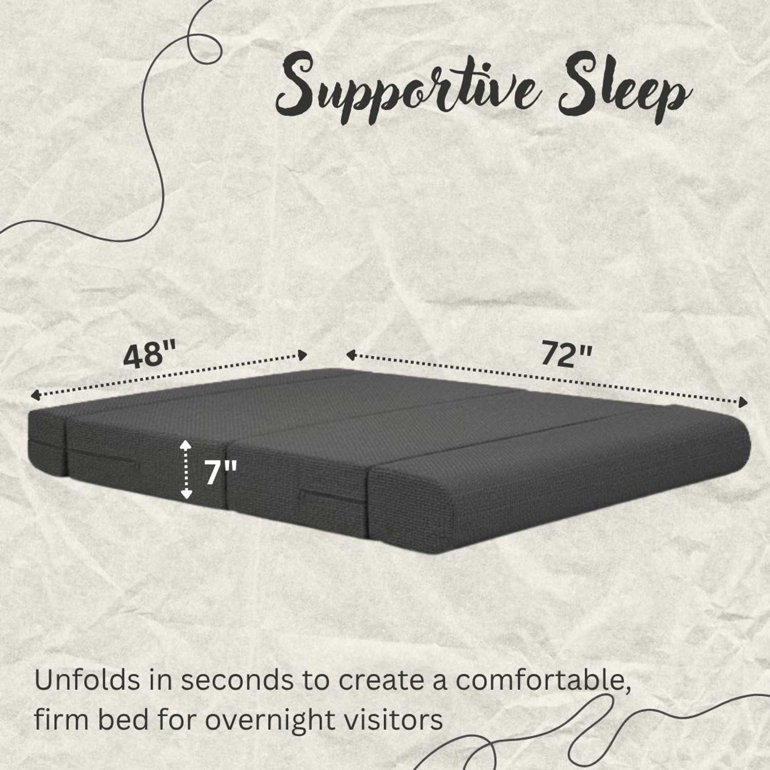 Image of Aeronix Premium Sofa-Mattress 3-in-1 Foldable Bed High-Density Foam Washable Cover 7 inch Double EPE Foam Mattress