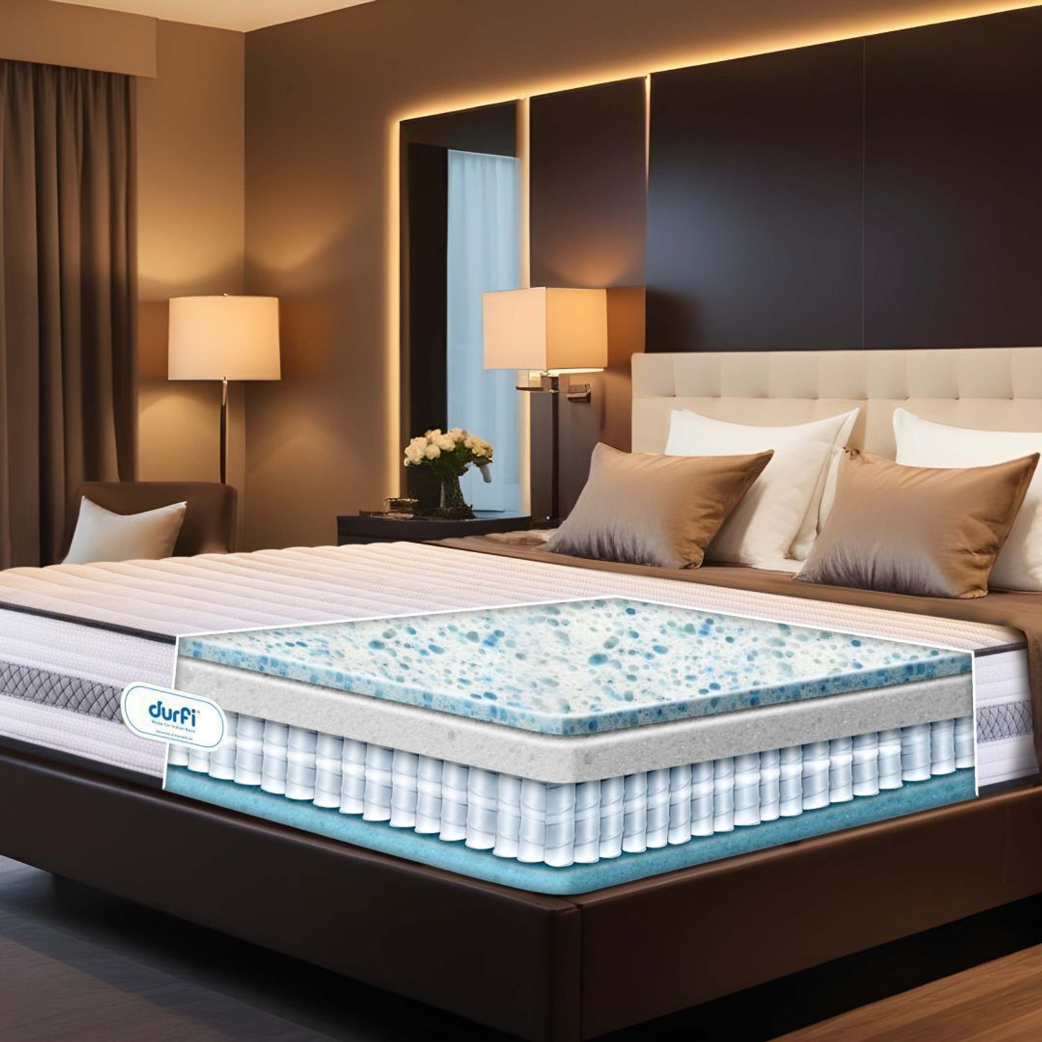 Image of Durfi Hybrid cotton candy memory foam CertiPUR-US Certified 8 inch Double Pocket Spring Mattress