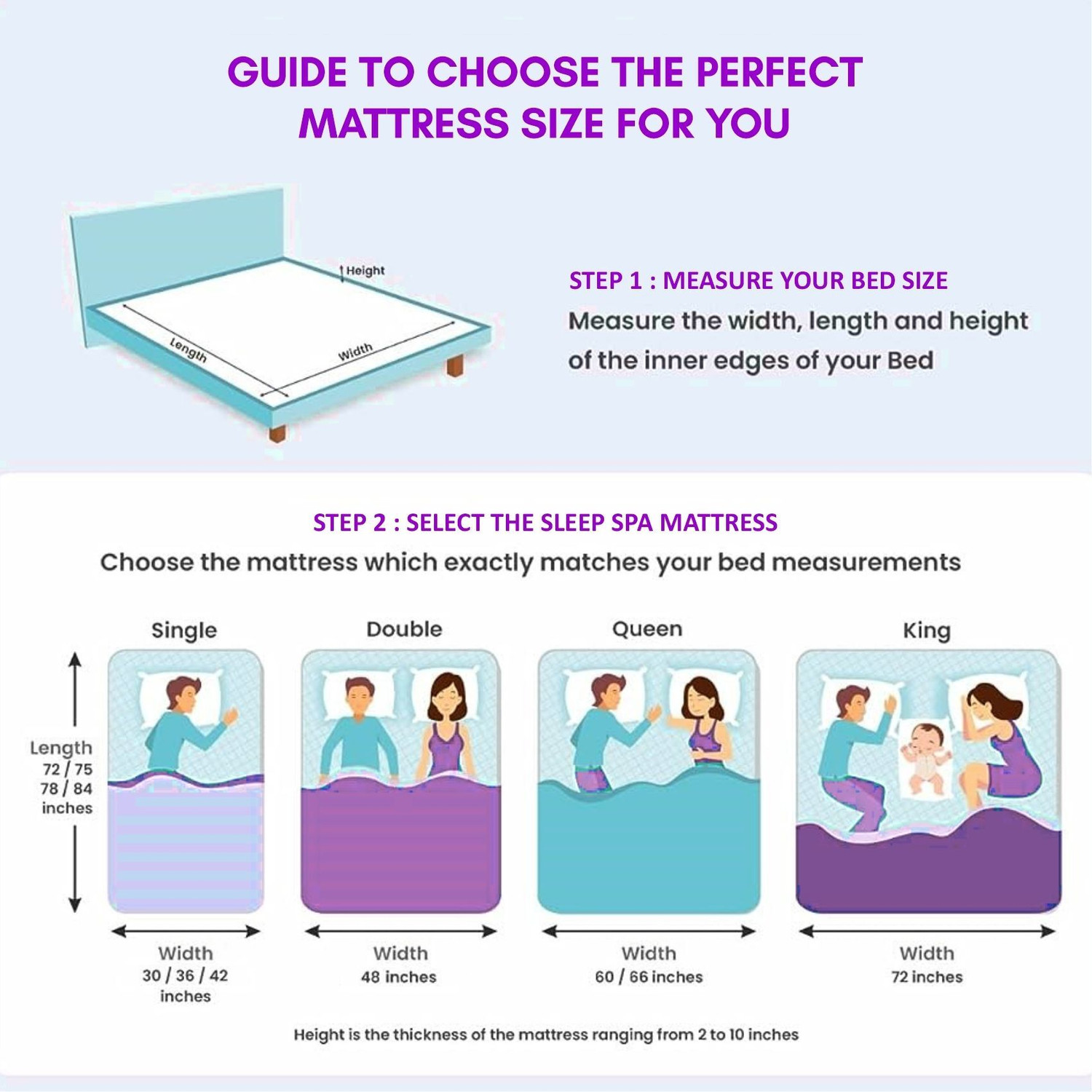 Image of SLEEPSPA Ortho Pocket Mattress with SrtX Technology 8 inch Queen Pocket Spring Mattress