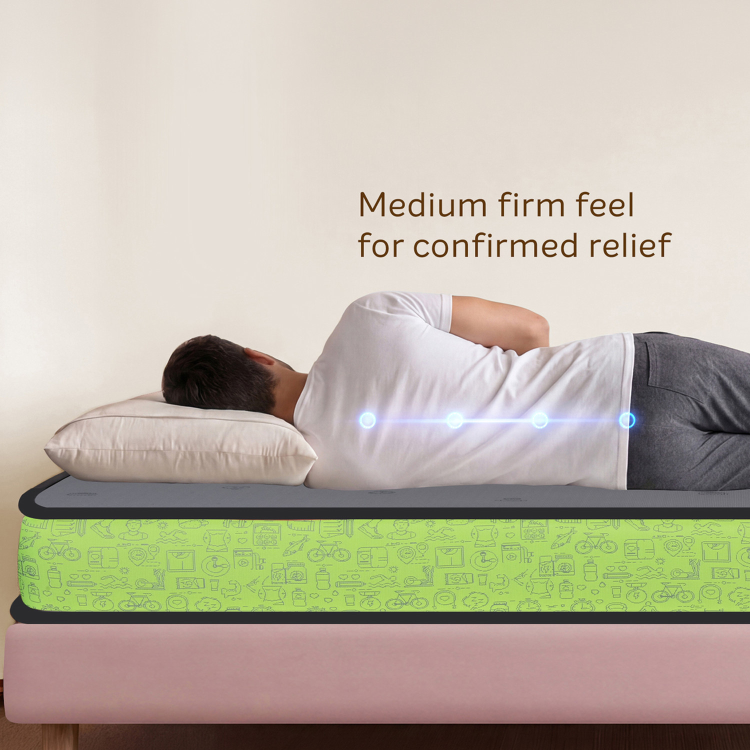 Image of Sleepwell Ortho Nirvana, Medium Firm, Orthopedic Support, Anti-Microbial, 5 Yr Warranty, 4 inch King High Resilience (HR) Foam Mattress