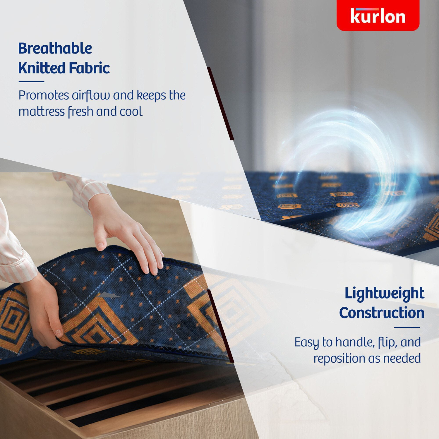 Image of KURLON Easy Star, Medium Firm, Reversible Quilted Sides, Lightweight, Breathable Cover 4 inch Double PU Foam Mattress (L x W: 75 inch x 48 inch)