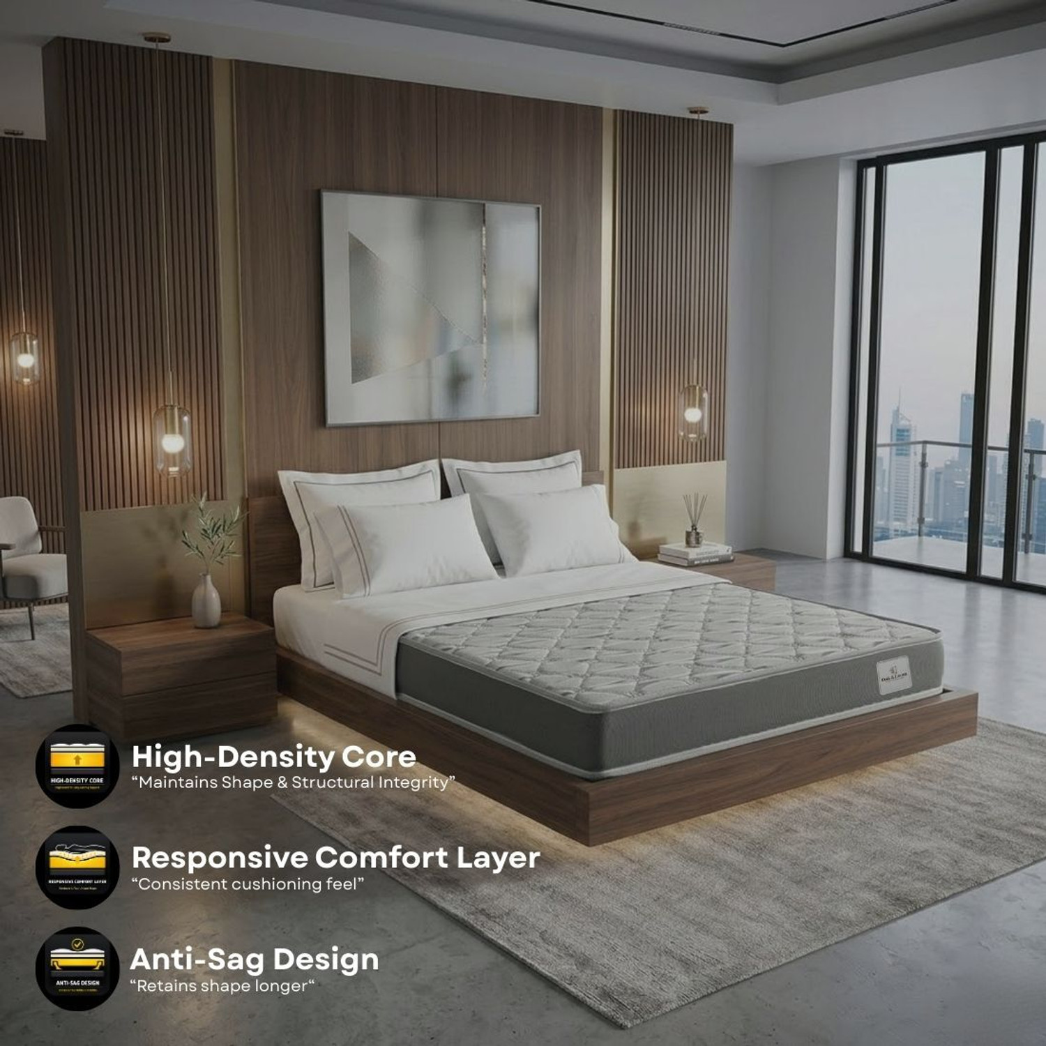 Image of Oak&Loom Medium-Firm HD Foam Core Mattress with PU Comfort Layer 5 inch King High Density (HD) Foam Mattress