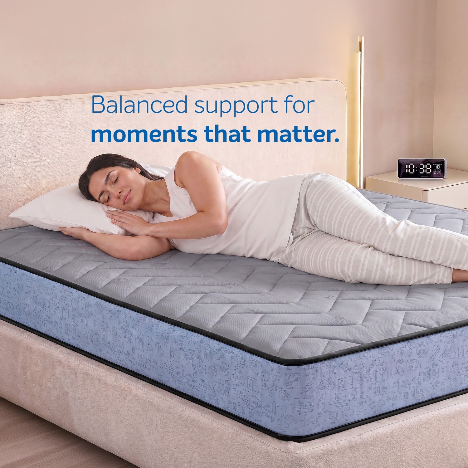 Image of Sleepwell Ortho Pro Latex, Medium Firm, Natural Latex, Anti-Microbial, 10 Yr Warranty, 6 inch King High Resilience (HR) Foam Mattress