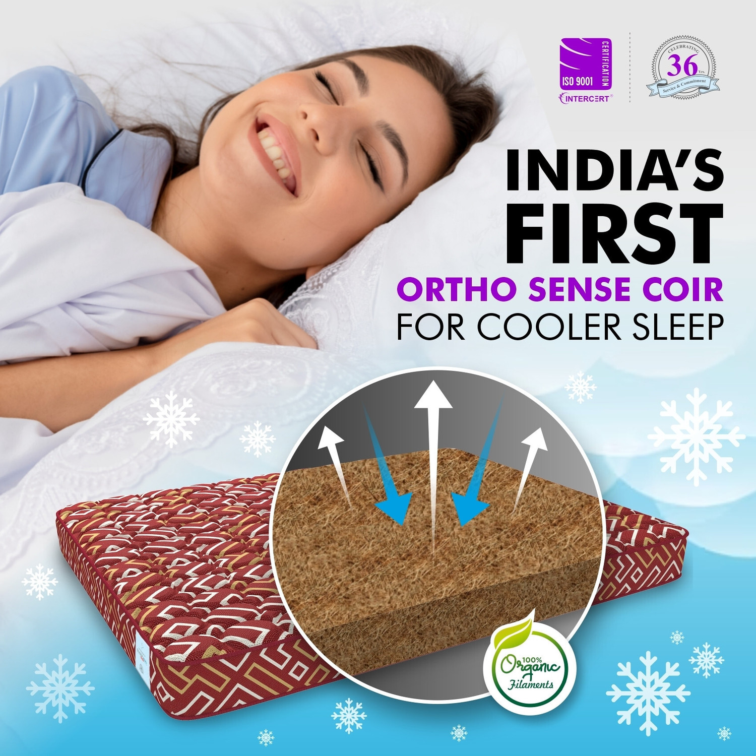 Image of SLEEPSPA BACK SUPPORT Orthosense Cocopedic Tech. 8 inch Single Coir Mattress