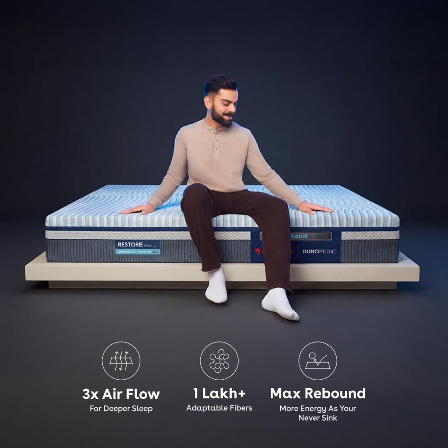 Image of Duroflex Duropedic Airboost 6.8 AI Pro - Dual Firmness Orthopedic Mattress with Neo Latex 8 inch Single High Resilience (HR) Foam Mattress
