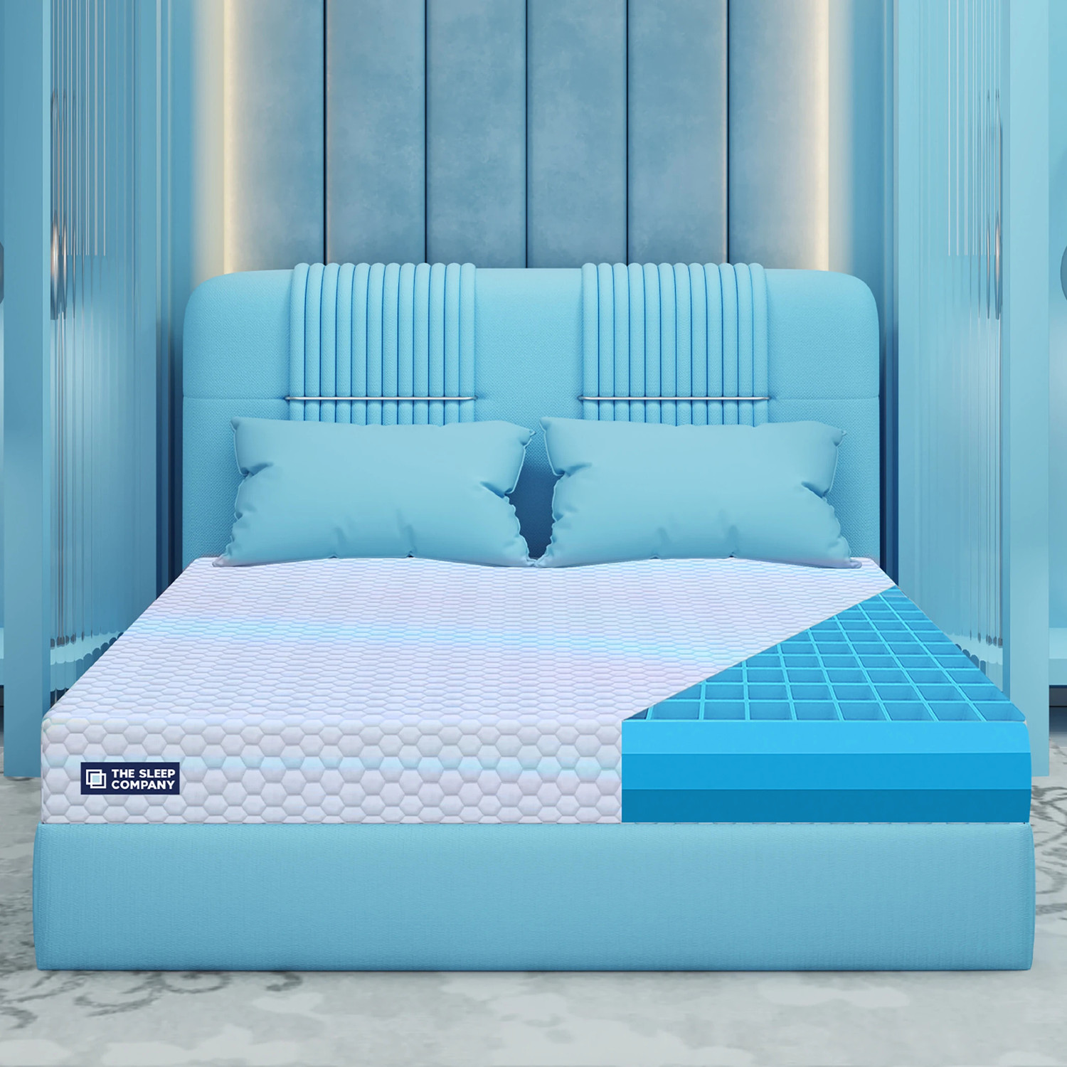 Image of The Sleep Company SmartGRID Ortho SnowTec- AIHA Certified 4-6 Degree Cooling Technology| 5 inch King High Density (HD) Foam Mattress
