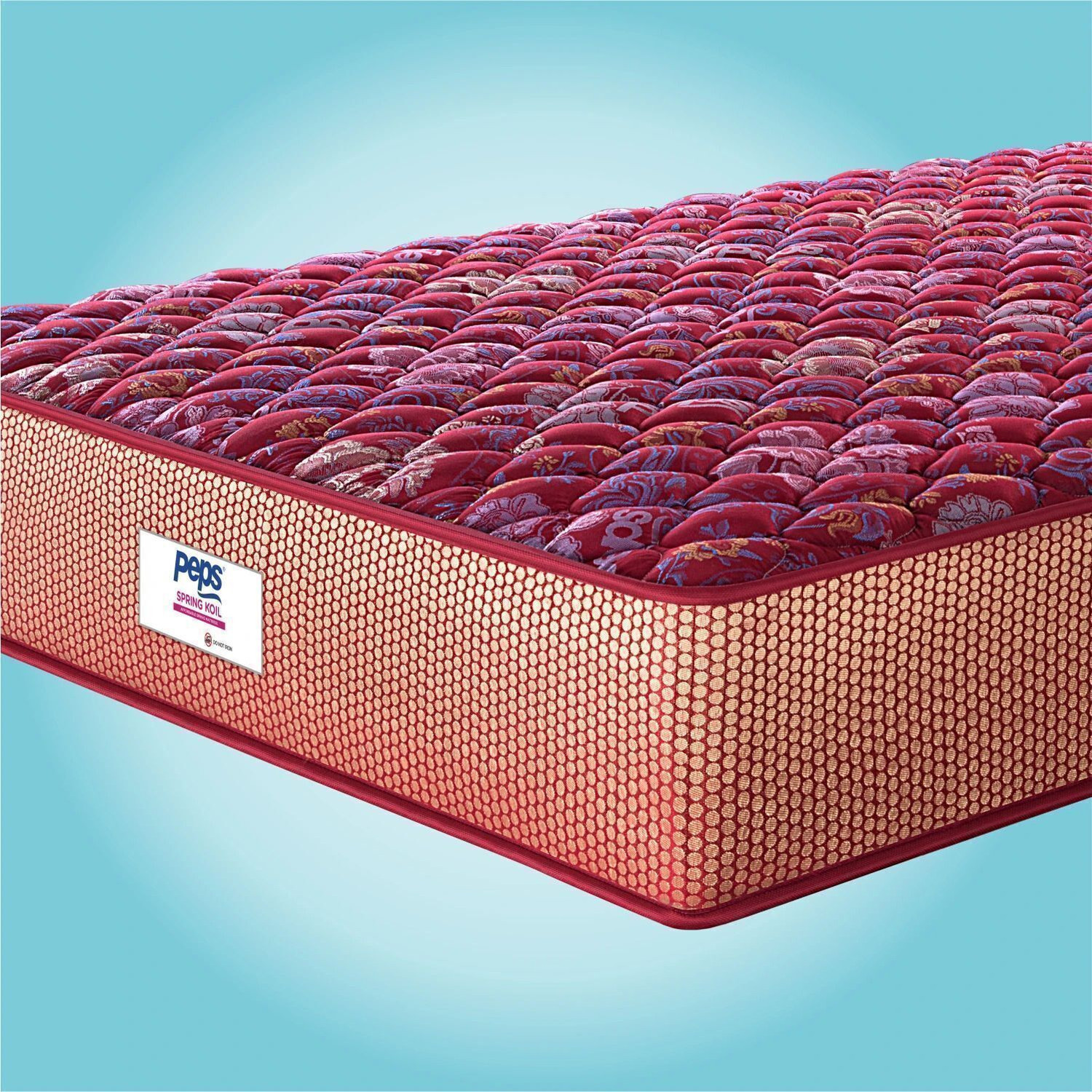 Image of PEPS Springkoil Durable PU Foam Quilt, Medium Firm Back Support, Dark Blue 10 inch King Bonnell Spring Mattress (L x W: 75 inch x 72 inch)