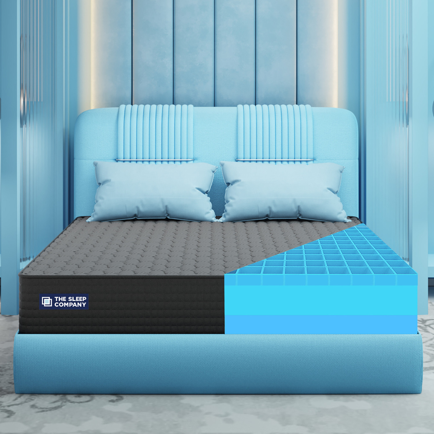 Image of The Sleep Company SmartGRID Ortho Pro - Doctor Recommended 5 Zone Firm Feel for Pressure Relief| 6 inch Double High Density (HD) Foam Mattress