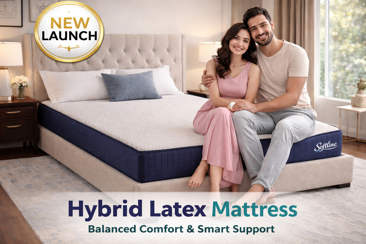 Image of SOFTLINE Hybrid Latex Orthopedic Mattress | Latex Foam Comfort | Spine & Back Support 6 inch Single High Density (HD) Foam Mattress