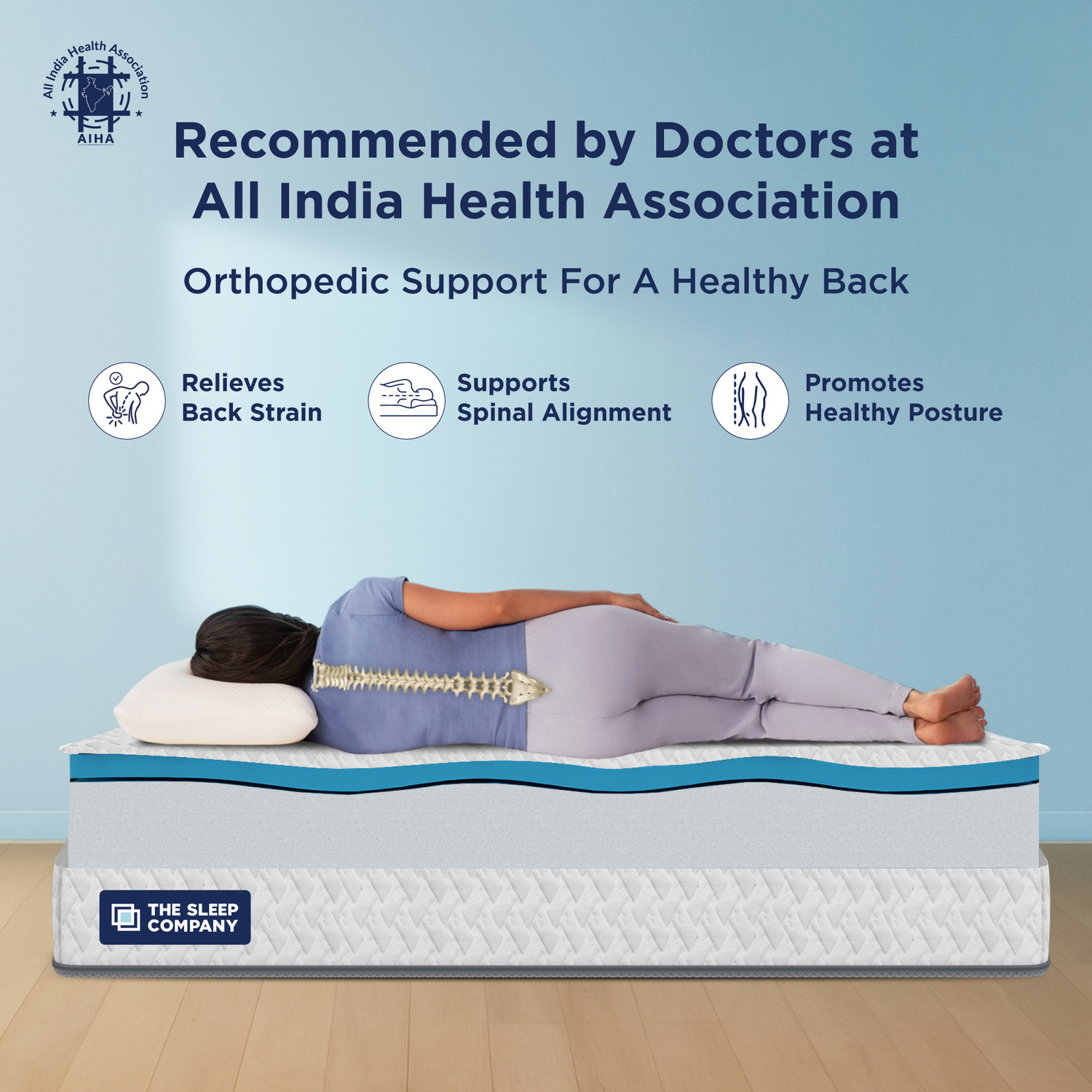 Image of The Sleep Company Orthopedic Grid Mattress | SmartGRID Technology | Medium Firm 5 inch King High Density (HD) Foam Mattress