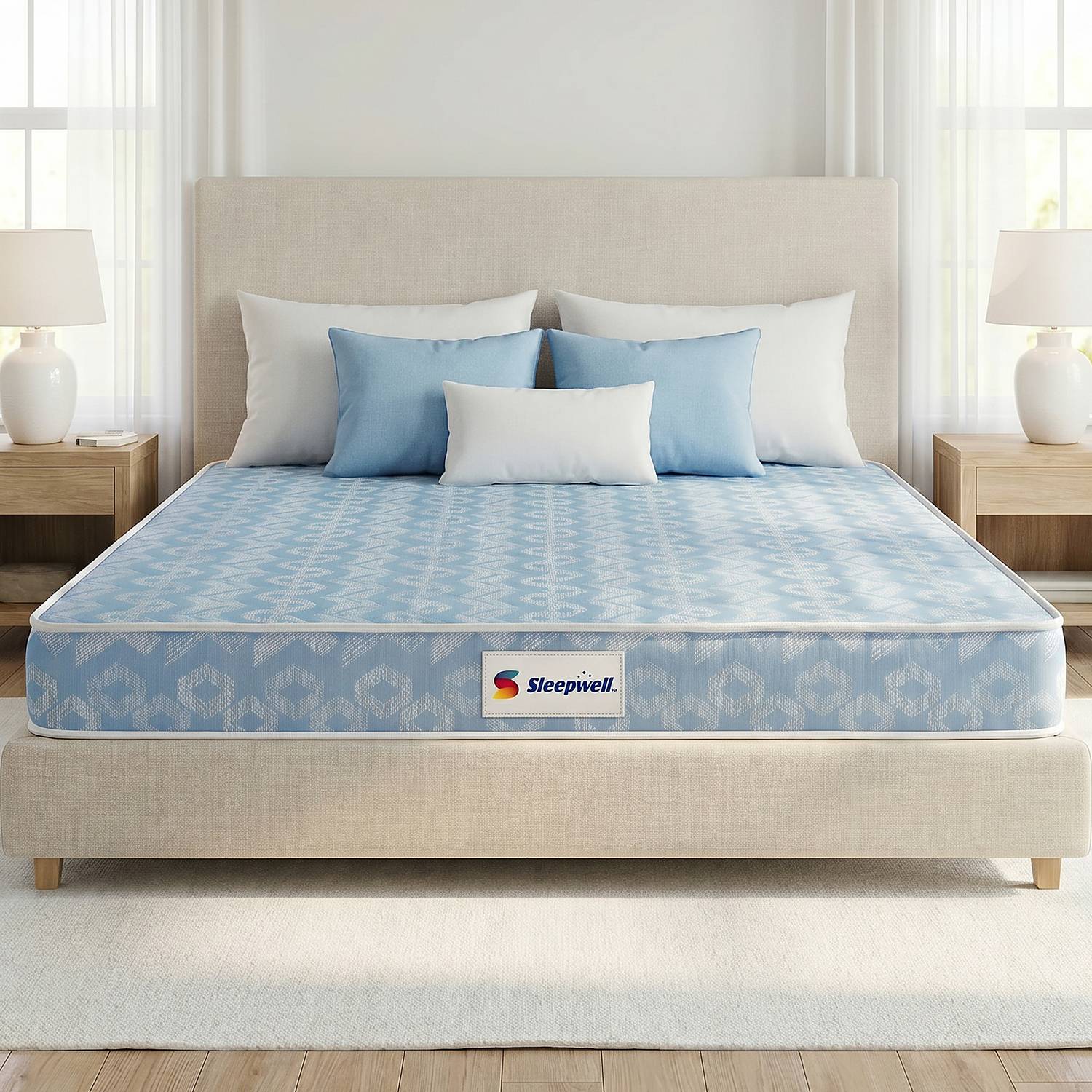 Sleepwell Ortho, Medium Firm, Breathable Foam, Anti-Microbial, 10 Yr Warranty, 5 inch Double High Resilience (HR) Foam Mattress