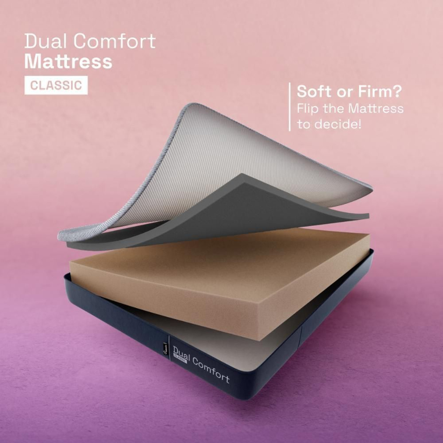 Image of Wakefit Dual Comfort Mattress - Hard & Soft 5 inch Single High Resilience (HR) Foam Mattress