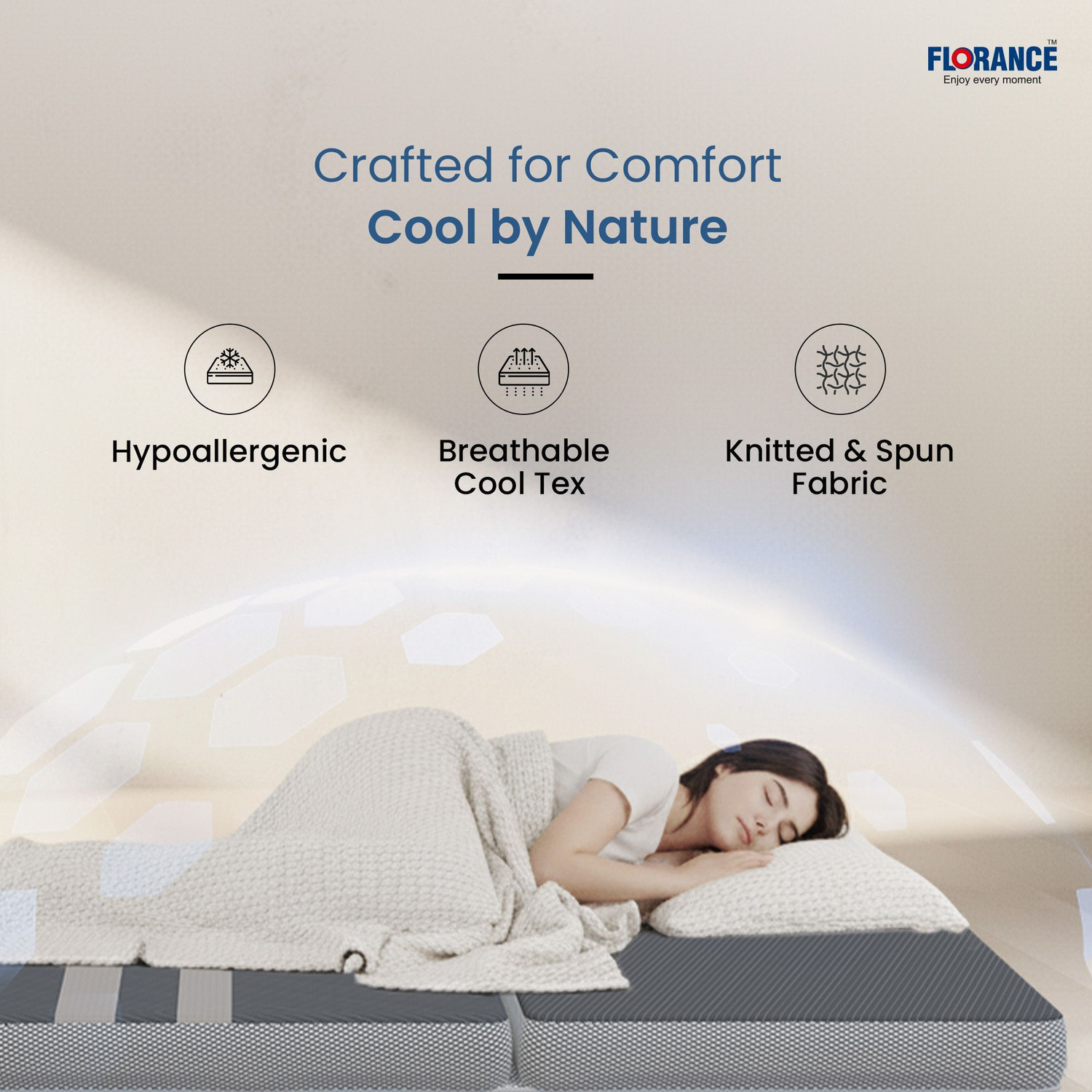 Image of Florance Tri-Fold Folding Mattress | Portable Bed for Travel, Camping & Guest Use 4 inch King High Resilience (HR) Foam Mattress