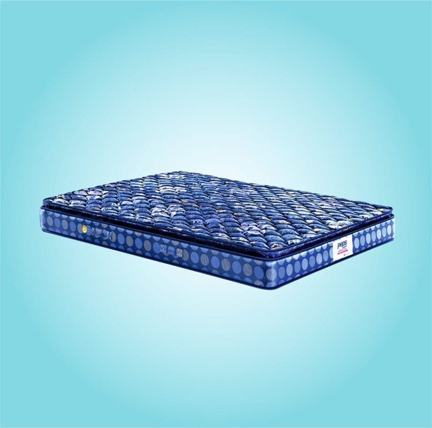 Image of PEPS Springkoil Durable PU Foam Quilt, Medium Firm Back Support, Dark Blue 10 inch Queen Bonnell Spring Mattress