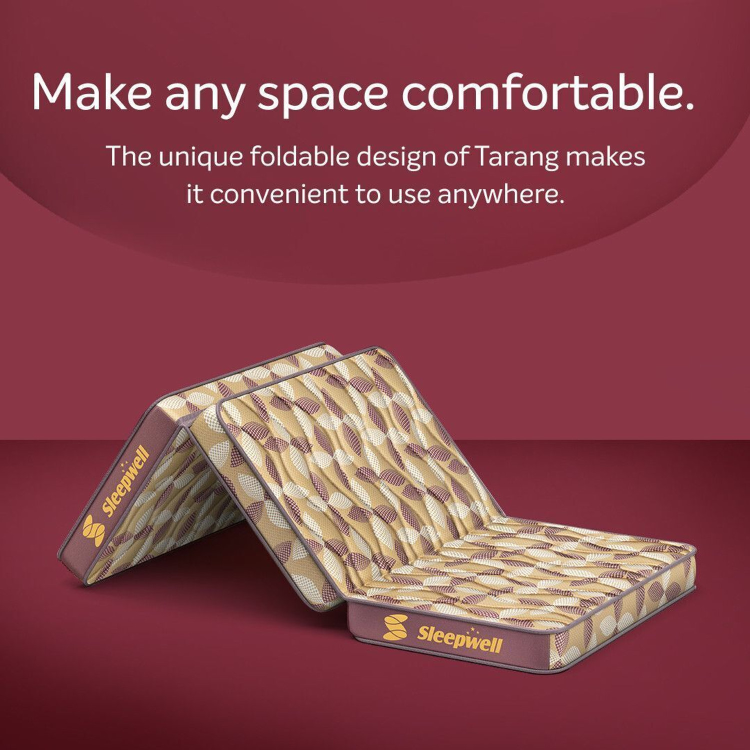 Image of Sleepwell Tarang-Foldable Mattress / Tri-fold /Budget friendly,Medium firm Mattress 3 inch Single PU Foam Mattress