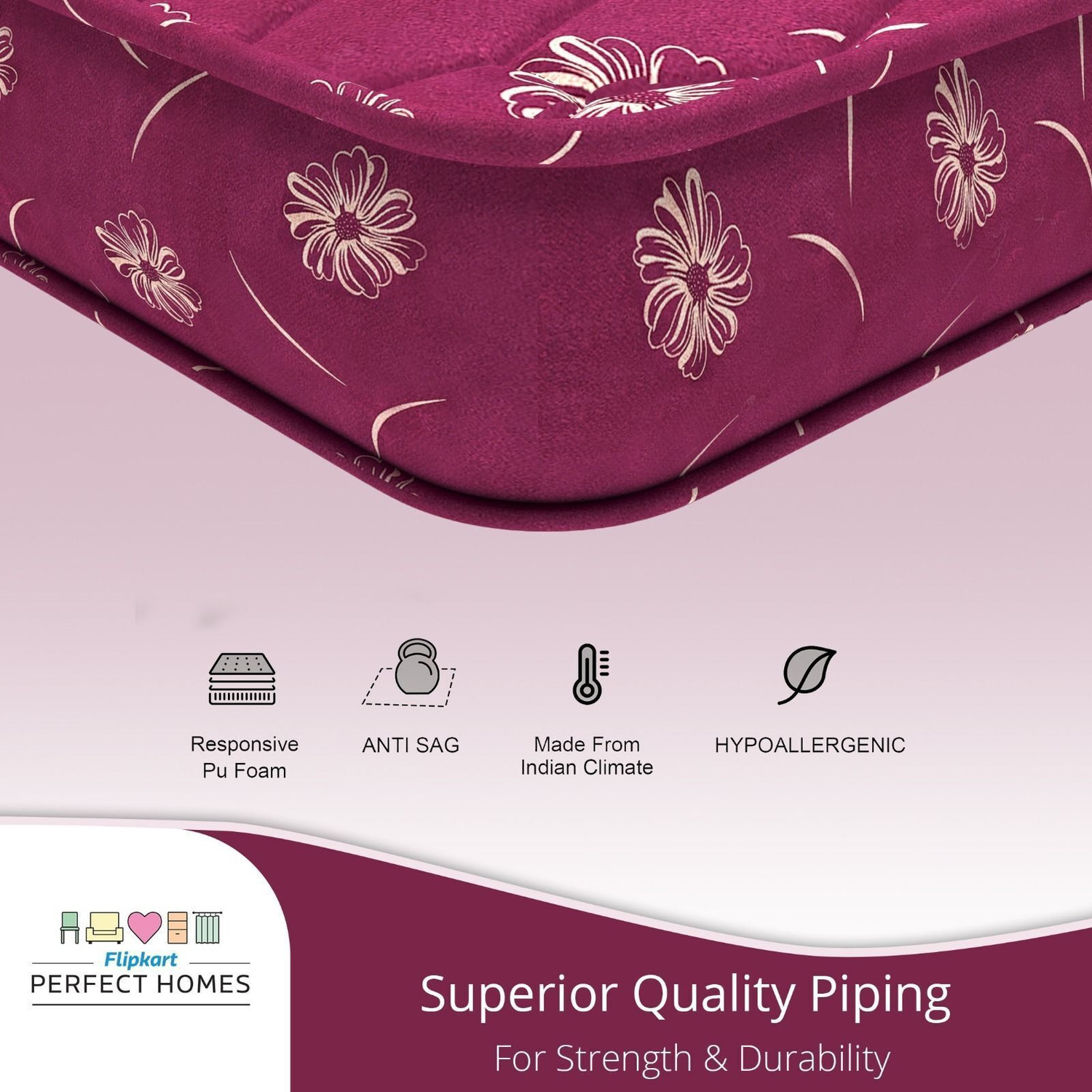 Image of Flipkart Perfect Homes Rise - Three Folding /Travel Mattress 4 inch Single PU Foam Mattress