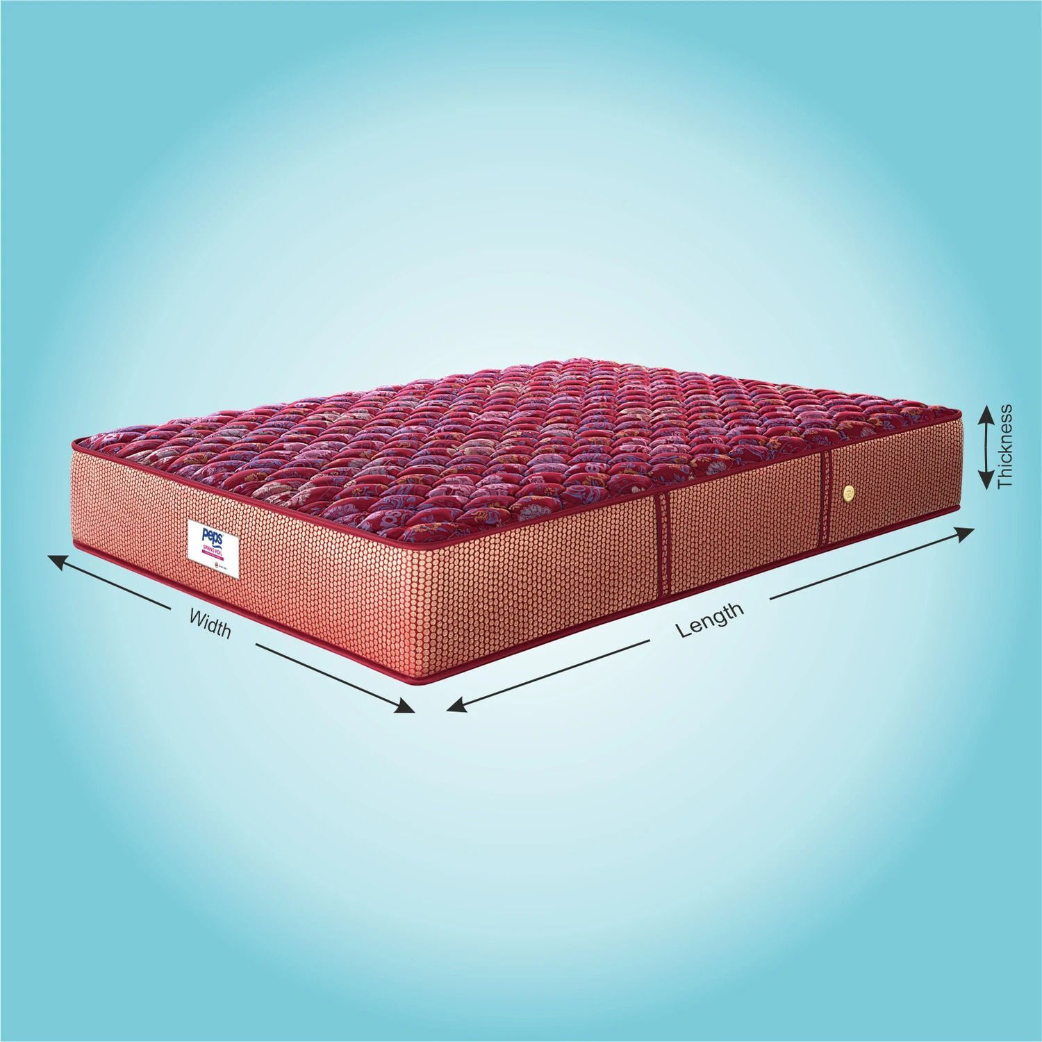 Image of PEPS Springkoil Durable PU Foam Quilt, Medium Firm Back Support, Dark Blue 10 inch King Bonnell Spring Mattress (L x W: 72 inch x 72 inch)