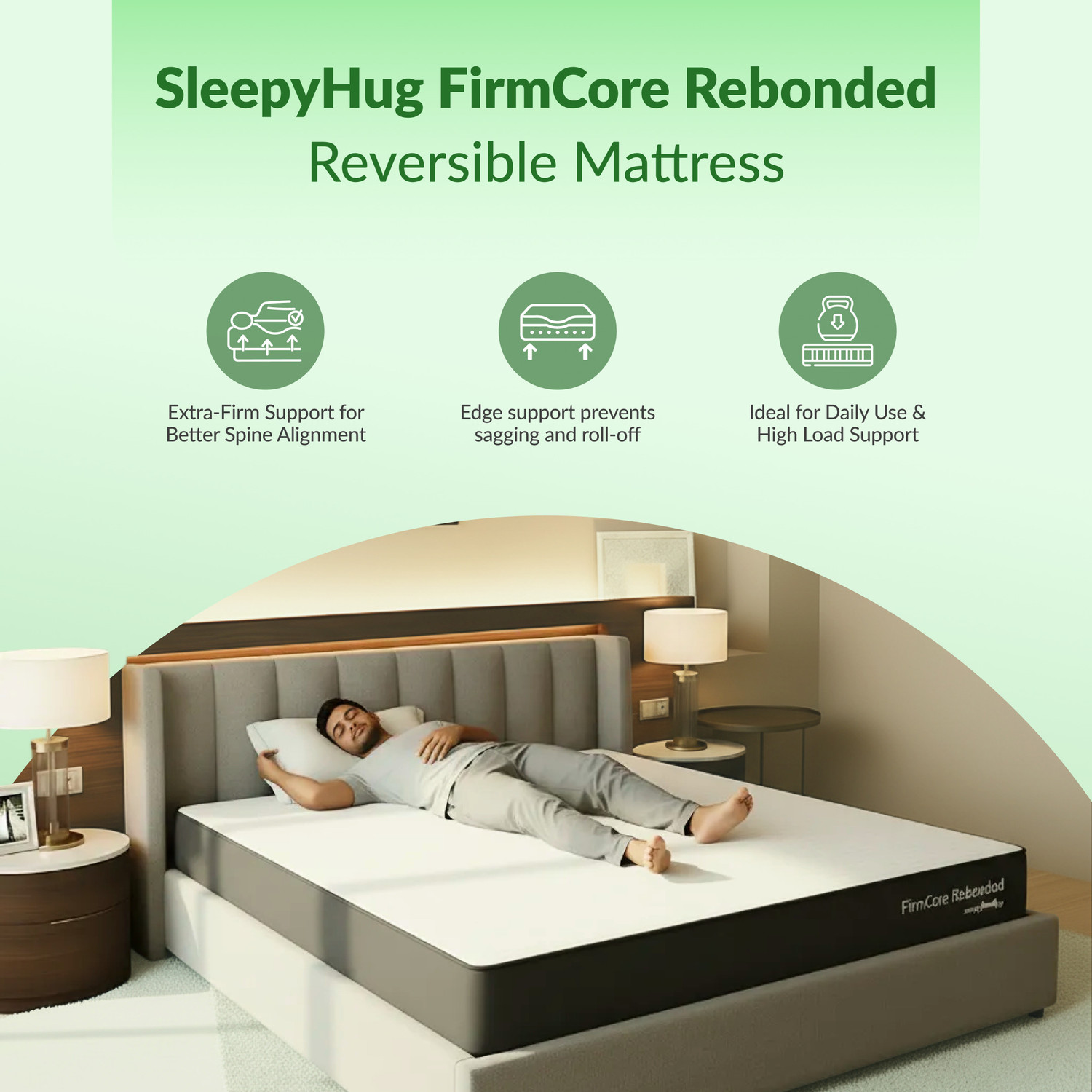 Image of SleepyHug FirmCore Rebonded Reversible Mattress 5 inch Single Bonded Foam Mattress (L x W: 72 inch x 36 inch)