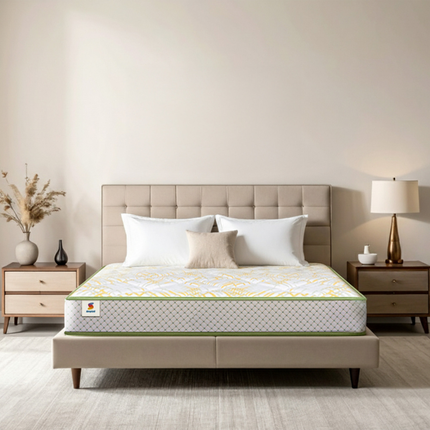 Image of Sleepwell Spinetech Classic,3-Zoned Profiled Resitec Foam, Quilted Top, Natural Latex, 6 inch Queen High Resilience (HR) Foam Mattress