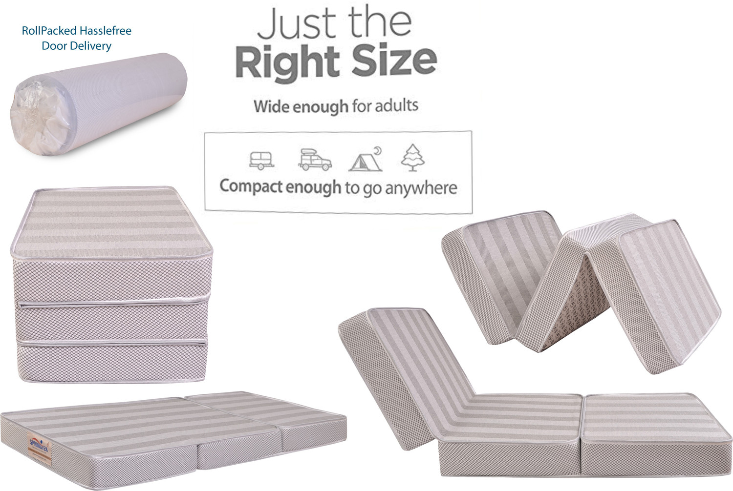 Image of SPRINGTEK 3 Folding /Travel 4 inch King PU Foam Mattress