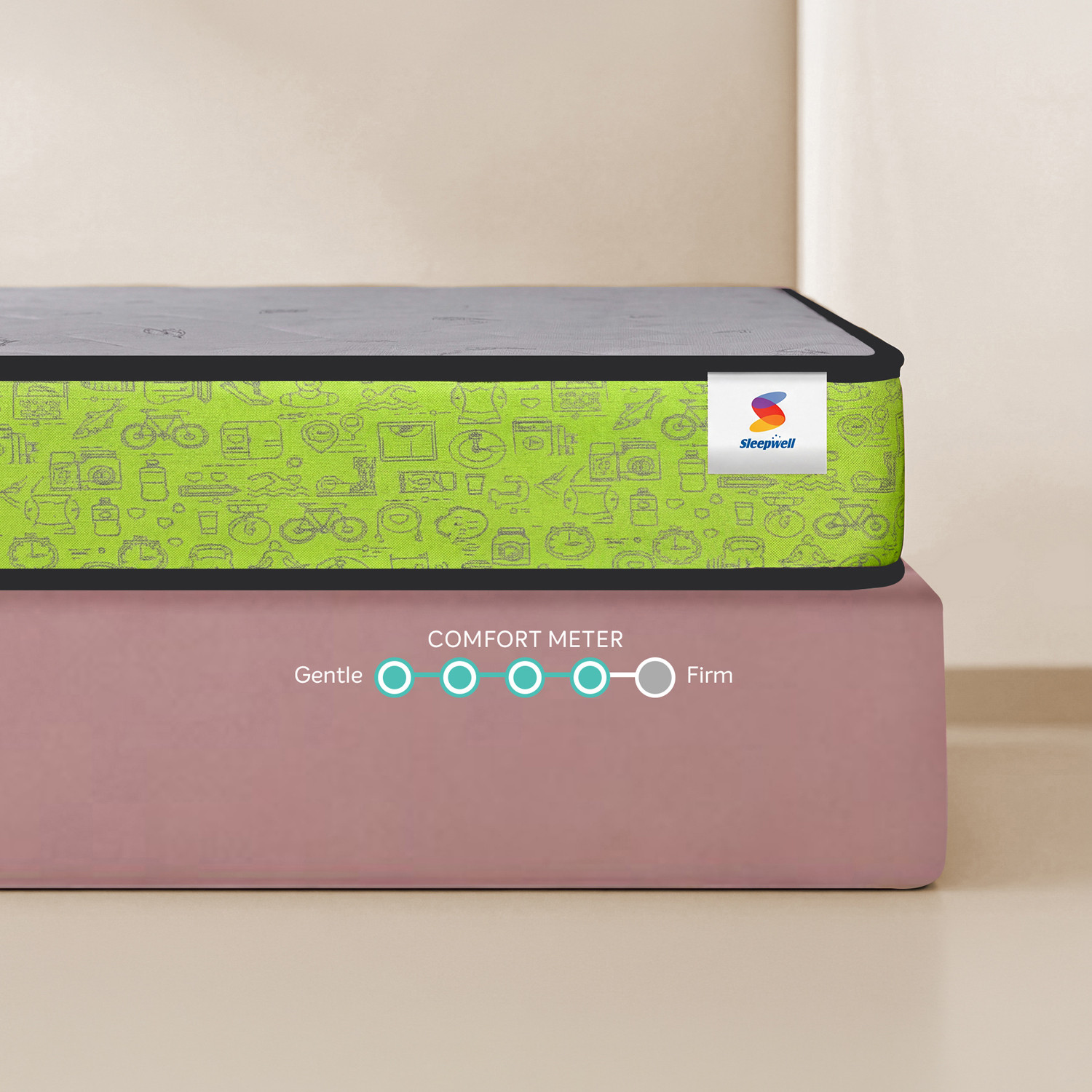 Image of Sleepwell Ortho Nirvana, Medium Firm, Orthopedic Support, Anti-Microbial, 5 Yr Warranty, 4 inch King High Resilience (HR) Foam Mattress