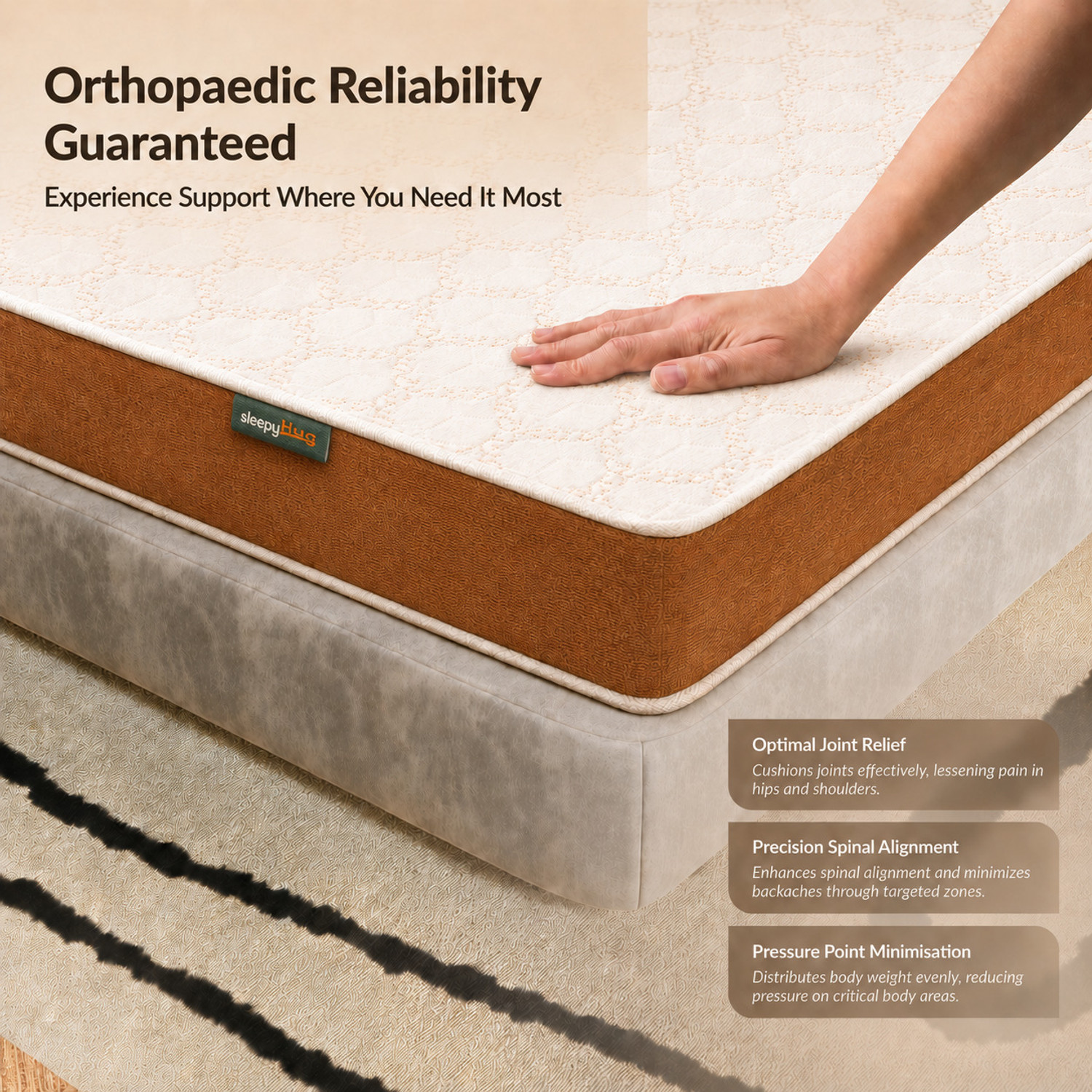 Image of SleepyHug AirCell Series Ortho SpineX Orthopedic UltraSupport HR Foam 6 inch Single High Resilience (HR) Foam Mattress
