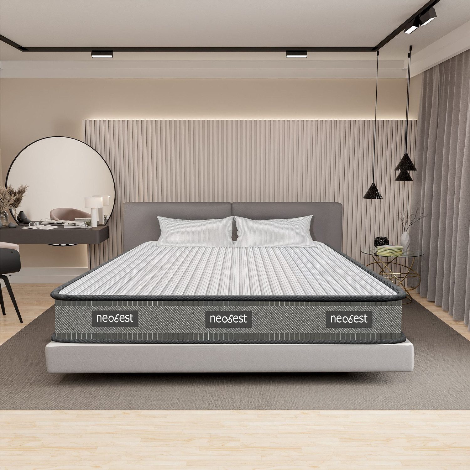 Image of Neobest Orthopedic| Dual Foam 3 Layers Hypoallergenic & Breathable Fabric| Tape Edge 6 inch King High Resilience (HR) Foam Mattress