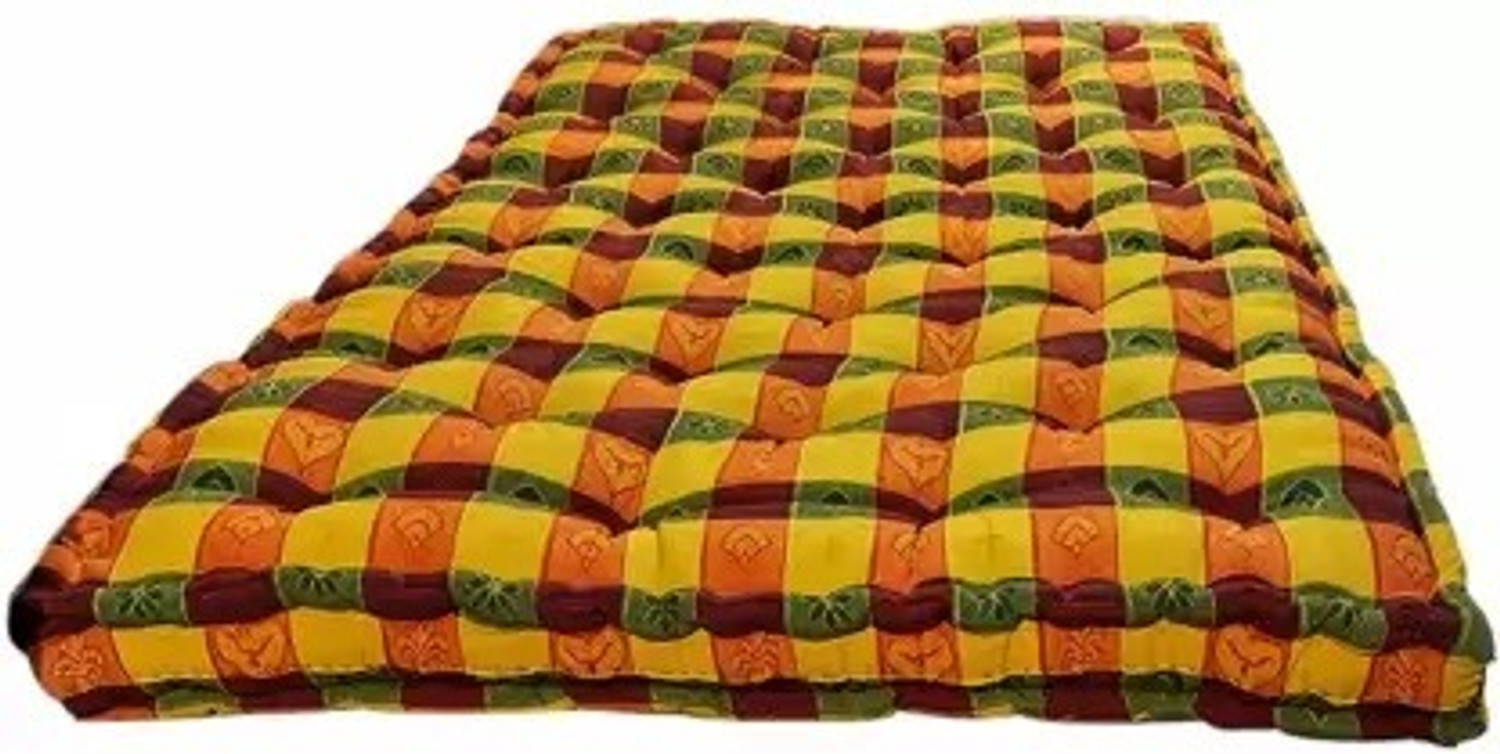 Image of BLISSFUL HANDLOOM Soft Multicolour 6X6ft / Gadda 5 inch King Cotton Mattress