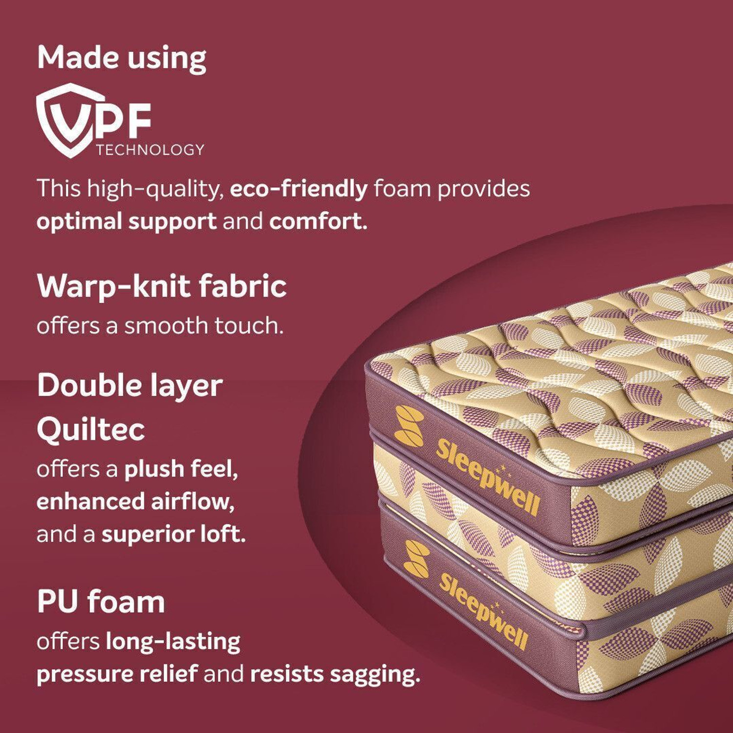 Image of Sleepwell Tarang-Foldable Mattress / Tri-fold /Budget friendly,Medium firm Mattress 3 inch Single PU Foam Mattress