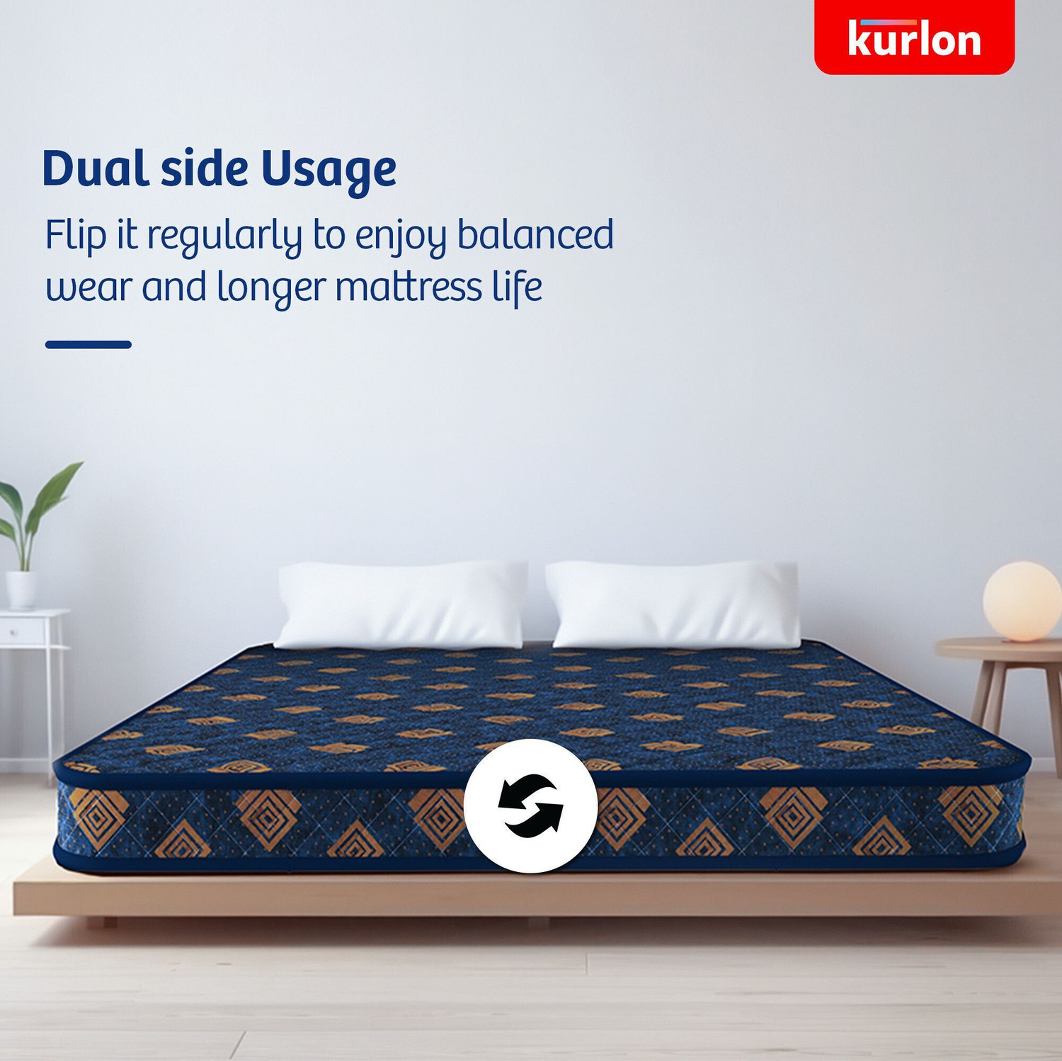 Image of KURLON Easy Star, Medium Firm, Reversible Quilted Sides, Lightweight, Breathable Cover 4 inch Double PU Foam Mattress (L x W: 75 inch x 48 inch)